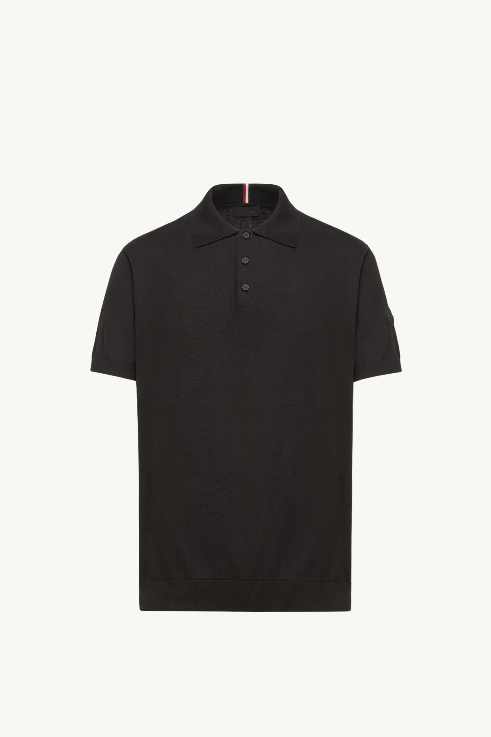 Logo Cotton Knit Polo Men Black Moncler, 1 of 0