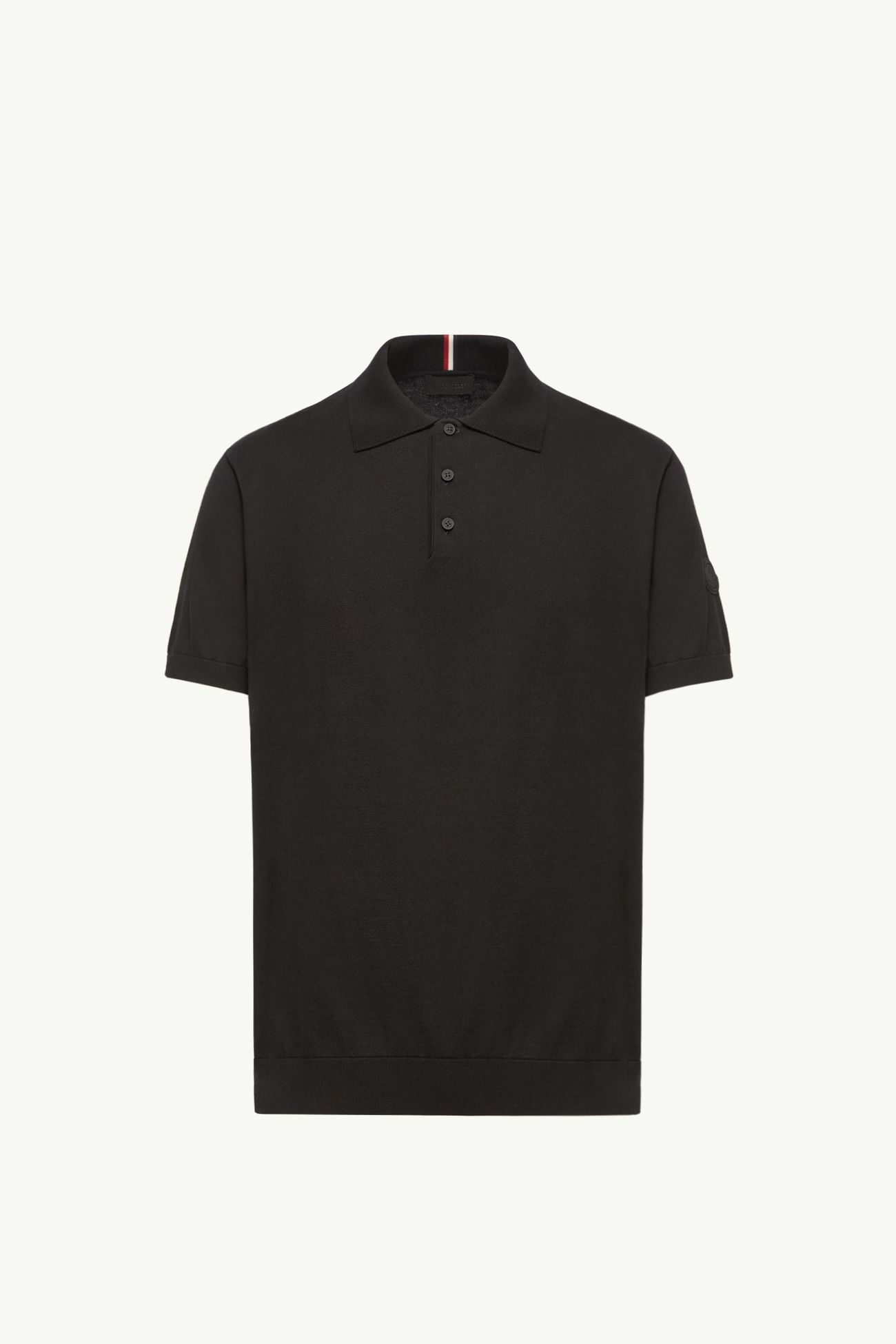 Logo Cotton Knit Polo Men Black Moncler 2