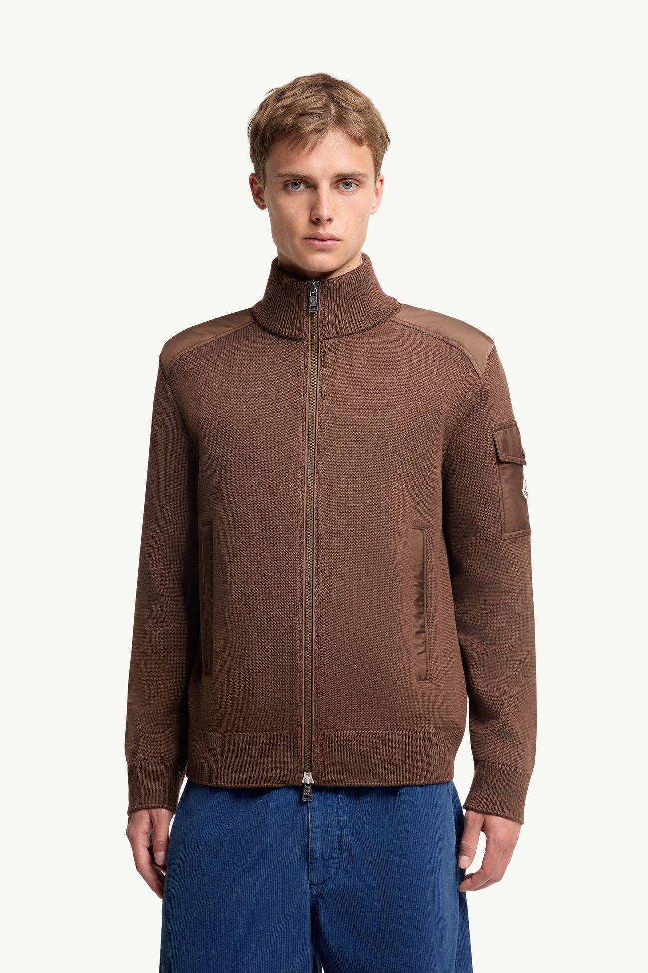 Cardigan imbottito in lana con zip Uomo Marrone Moncler 3
