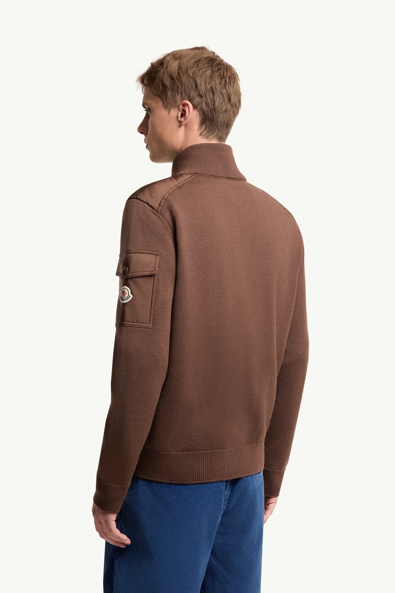 Cárdigan con cremallera de lana acolchada Hombre Marrón Moncler 4