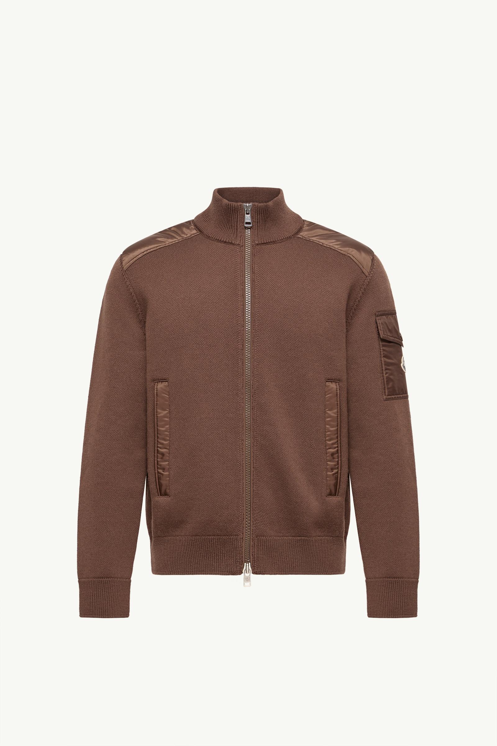 Padded Wool Zip-Up Cardigan Men Brown Moncler, 1 of 0