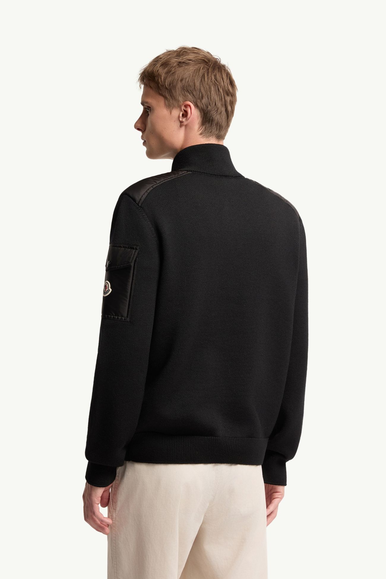 Wattierte Strickjacke aus Wolle mit Reißverschluss Herren Schwarz Moncler 4