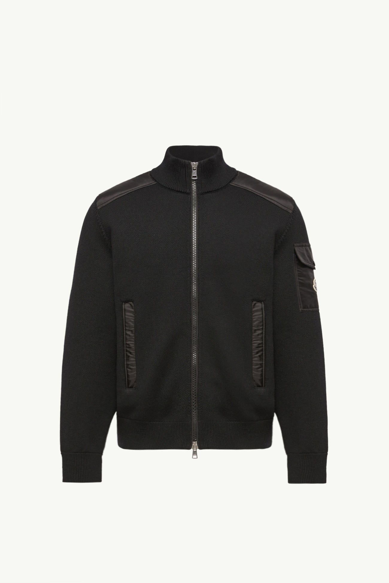 夾層羊毛拉鏈開襟毛衣 男士 黑色 Moncler 2