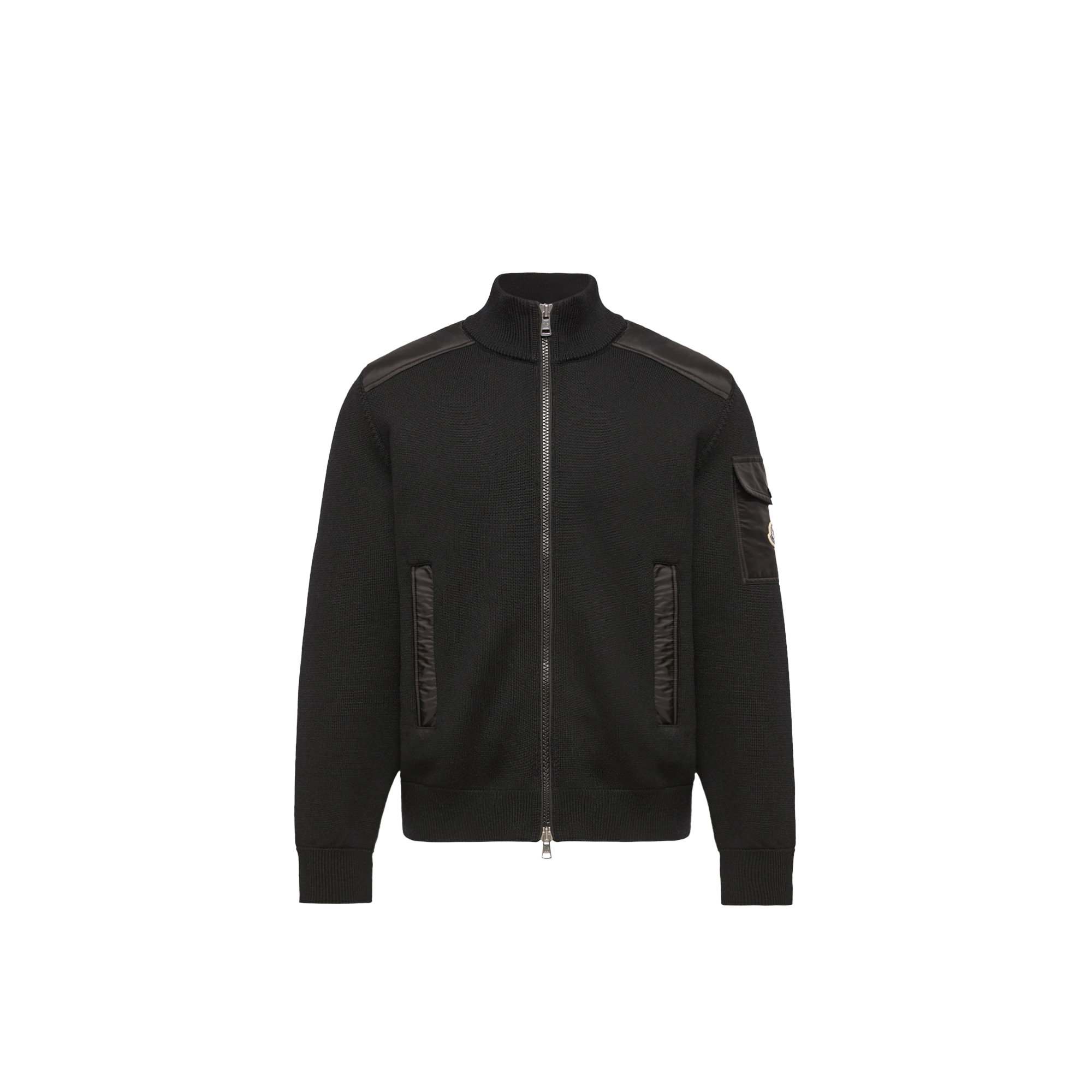 Moncler   Padded Wool Zip-Up Cardigan for Men in Black, Size: L