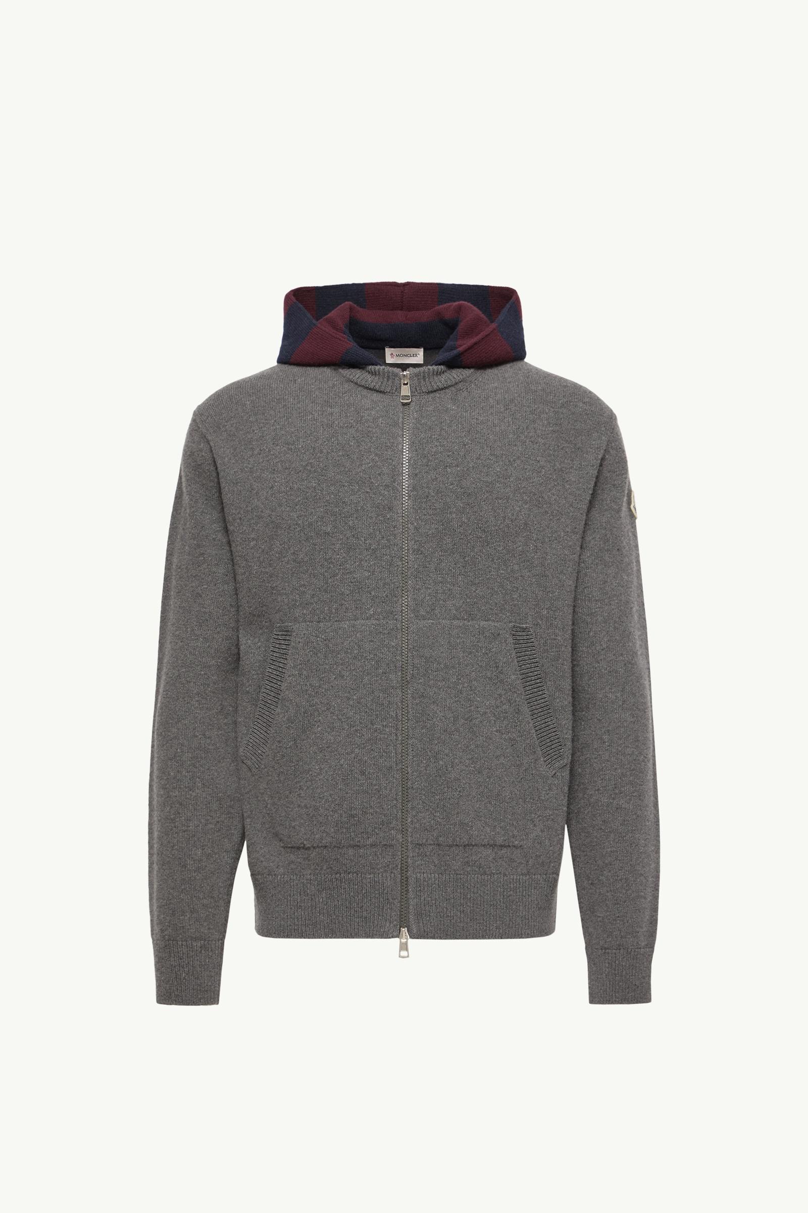 Striped Hood Wool & Cashmere Cardigan Men Dark Gray Moncler, 1 of 0