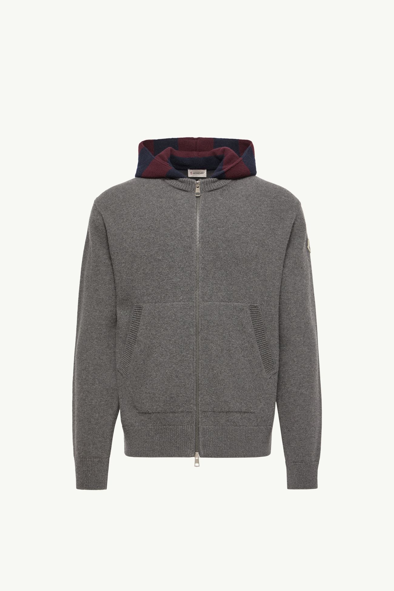 스트라이프 후드 울 & 캐시미어 카디건 남성 다크 그레이 Moncler 2