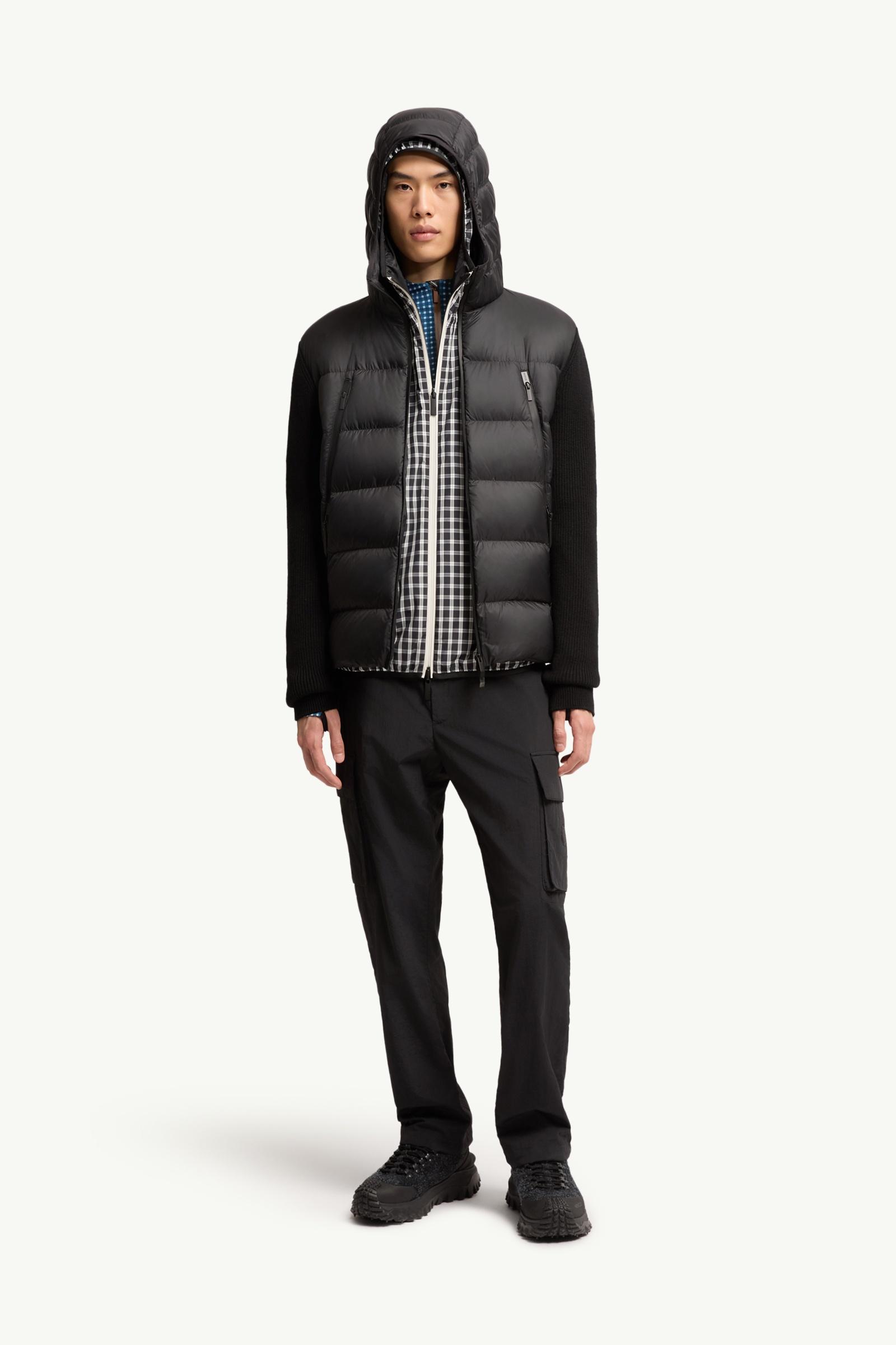 Black Wool Padded Zip-Up Cardigan - Sweaters & Cardigans for Men