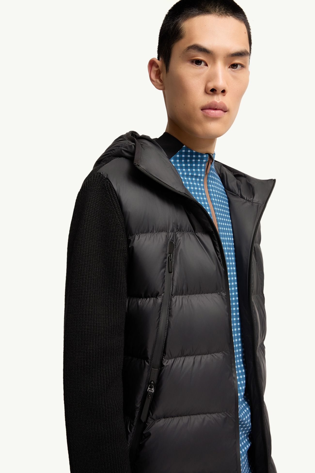 羊毛夾層拉鏈開襟毛衣 男士 黑色 Moncler 5