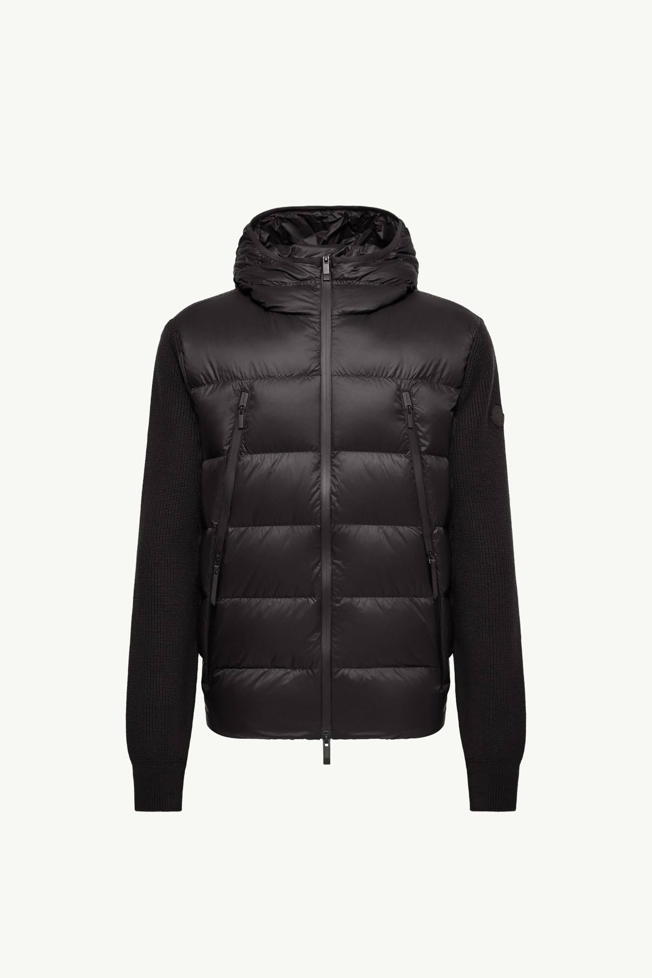 Wattierte Strickjacke aus Wolle mit Reißverschluss Herren Schwarz Moncler 2