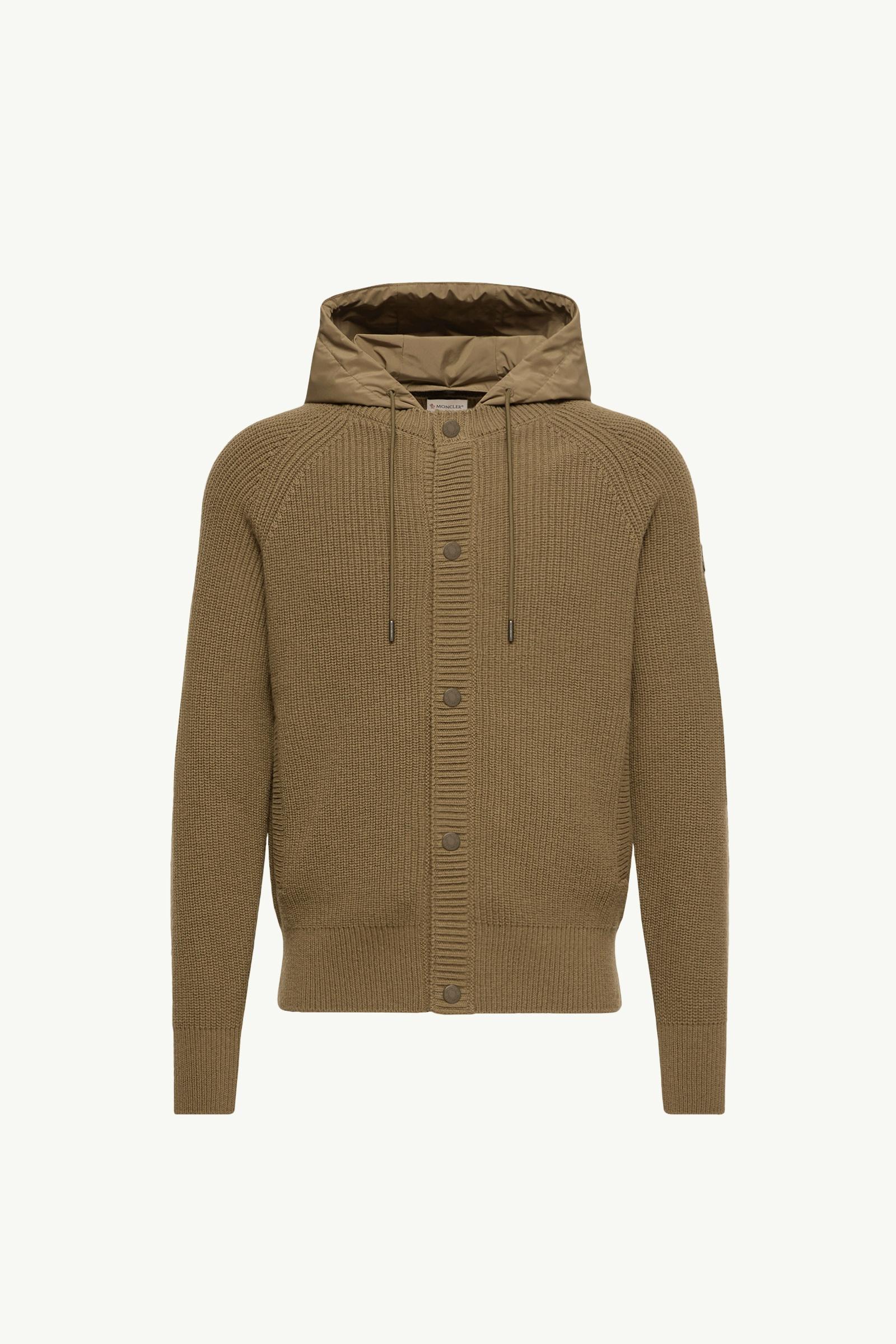 Wool & Cashmere Blend Hoodie Men Olive Green Moncler, 1 of 0