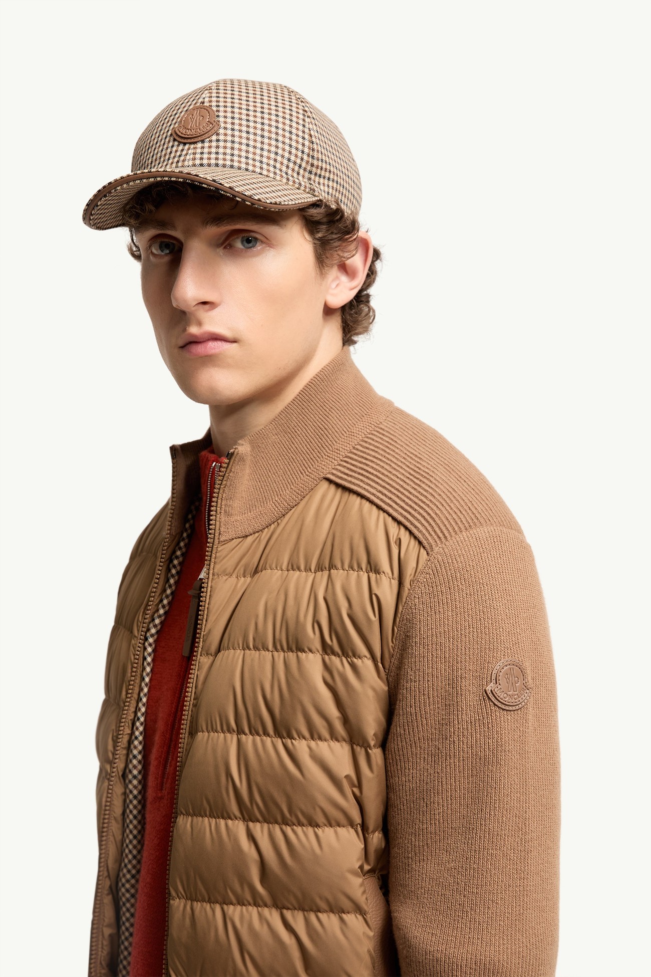 Wattierte Strickjacke aus Woll-Kaschmir-Mischung mit Reißverschluss Herren Braun Moncler 1