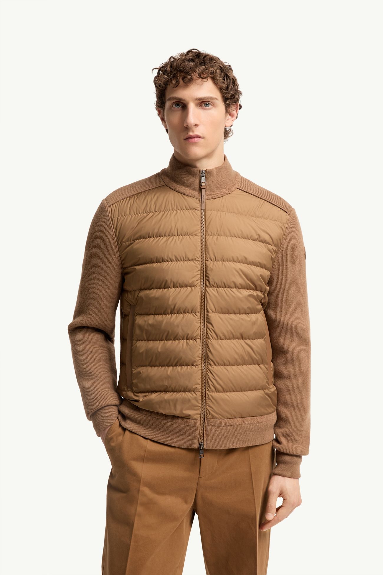 Wattierte Strickjacke aus Woll-Kaschmir-Mischung mit Reißverschluss Herren Braun Moncler 3