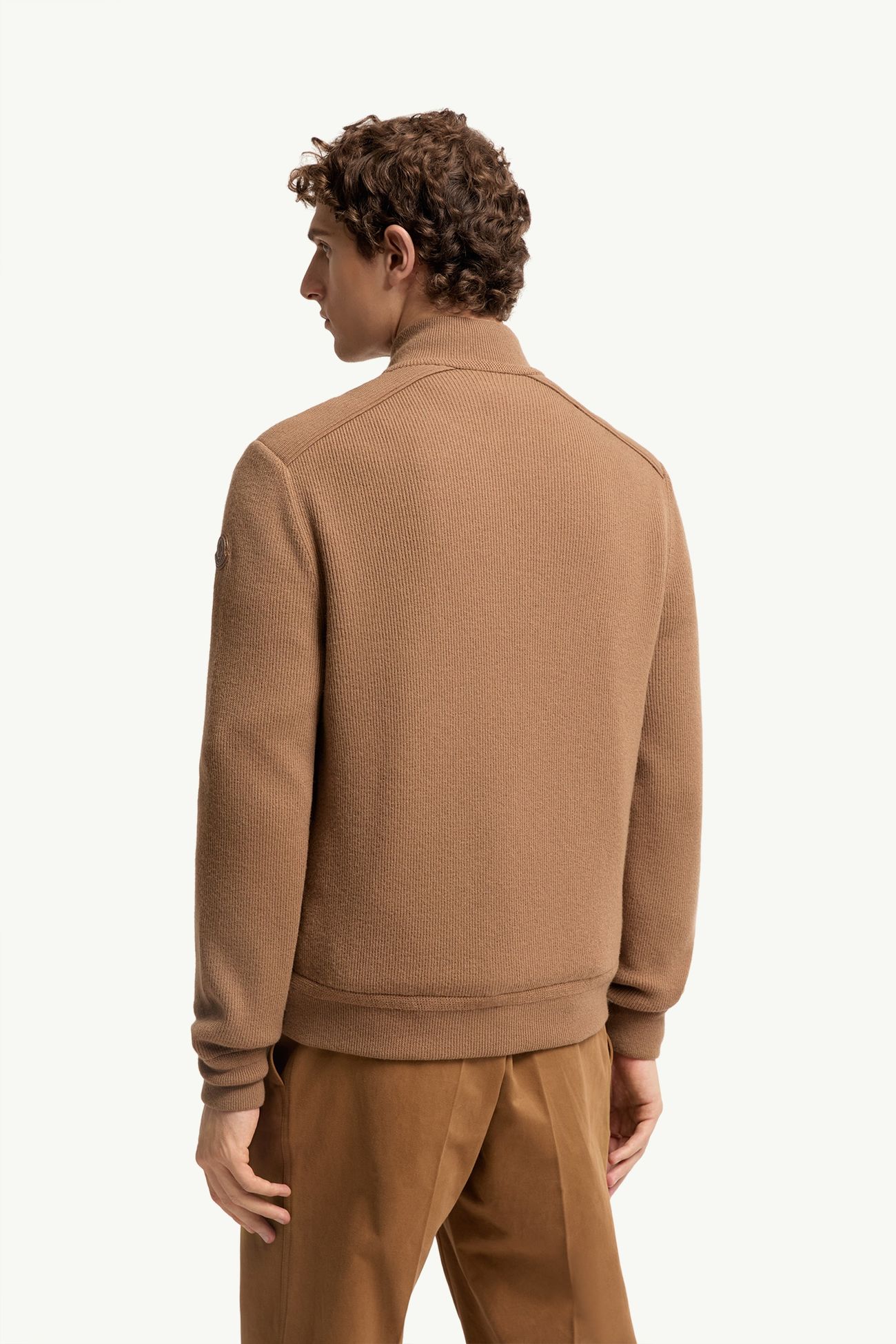 Cárdigan acolchado de mezcla de lana y cachemira con cremallera Hombre Marrón Moncler 4
