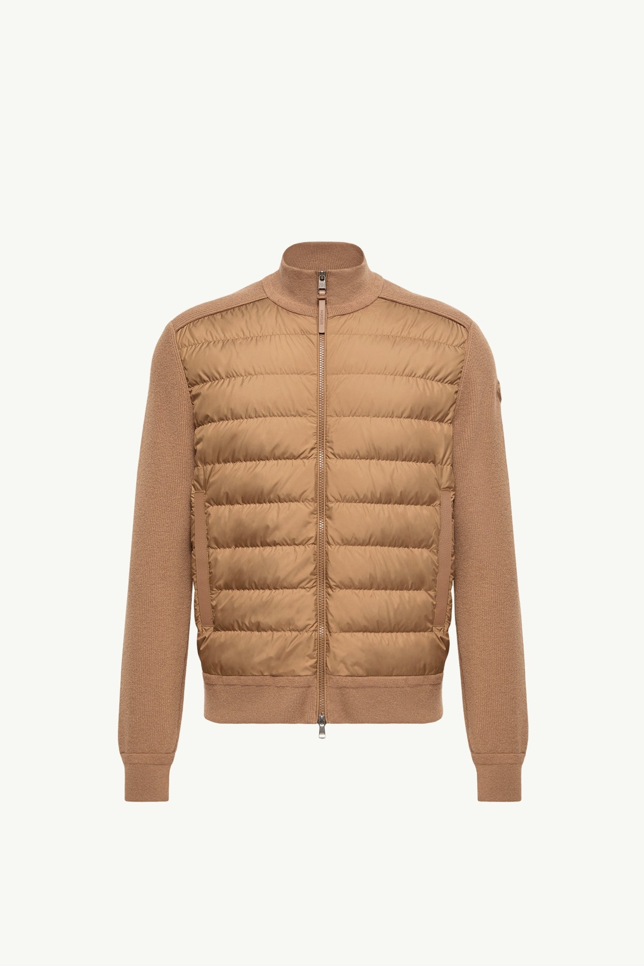 Wool & Cashmere Blend Padded Zip-Up Cardigan Men Brown Moncler 2