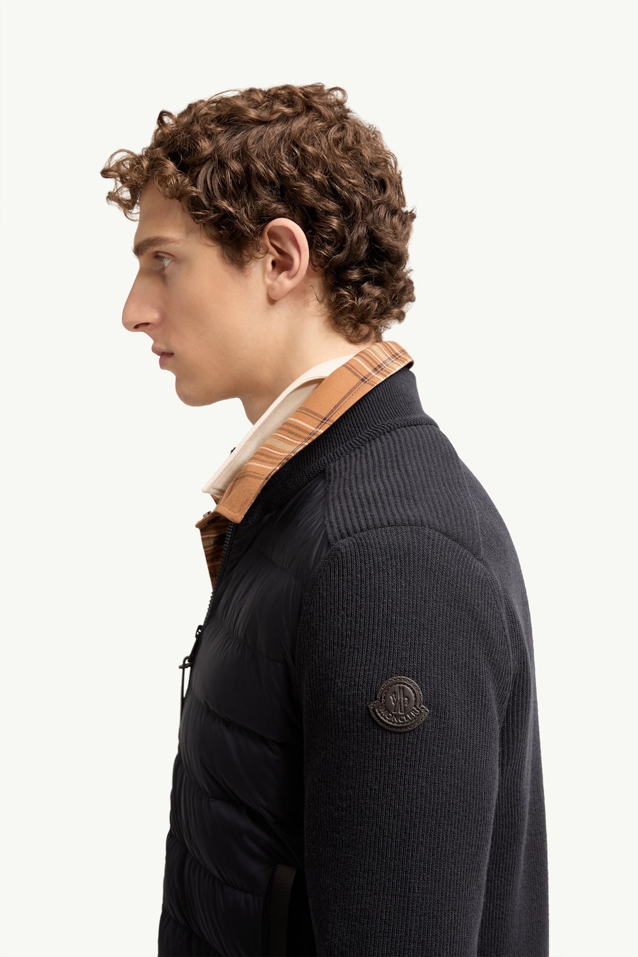 Wattierte Strickjacke aus Woll-Kaschmir-Mischung mit Reißverschluss Herren Navyblau Moncler 1