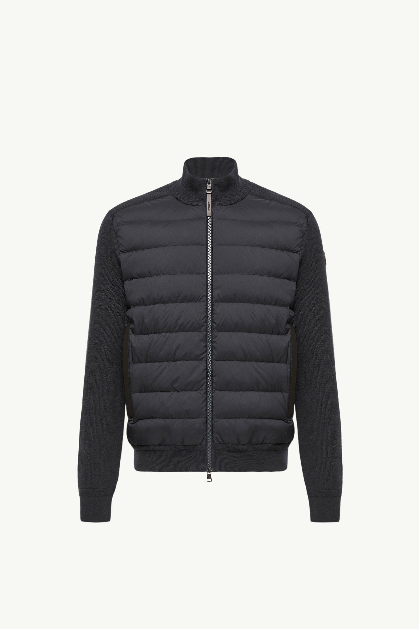 Wool & Cashmere Blend Padded Zip-Up Cardigan Men Navy Blue Moncler
