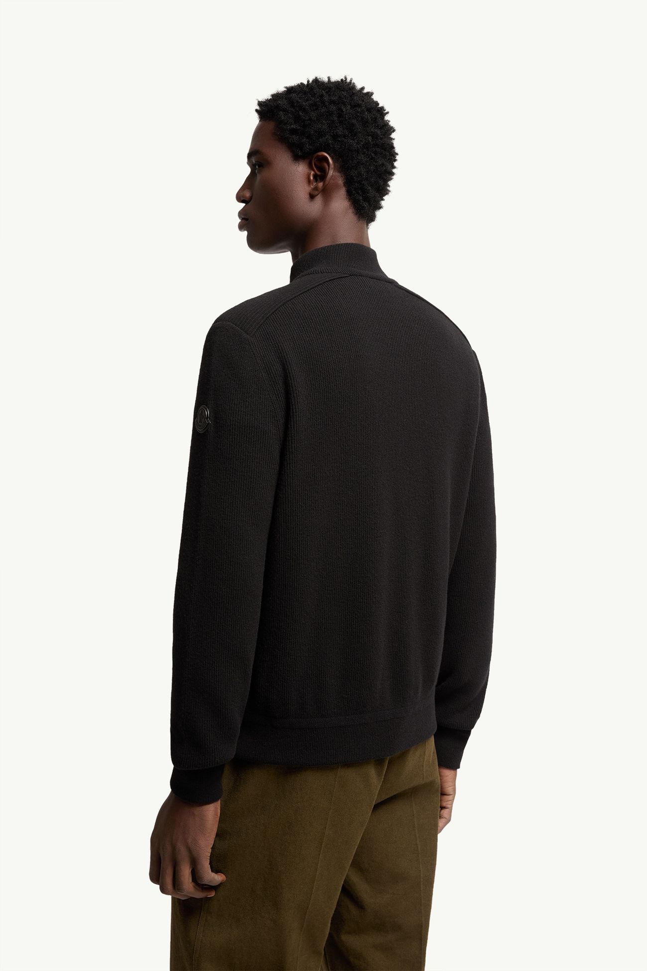 Wool & Cashmere Blend Padded Zip-Up Cardigan Men Black Moncler 5