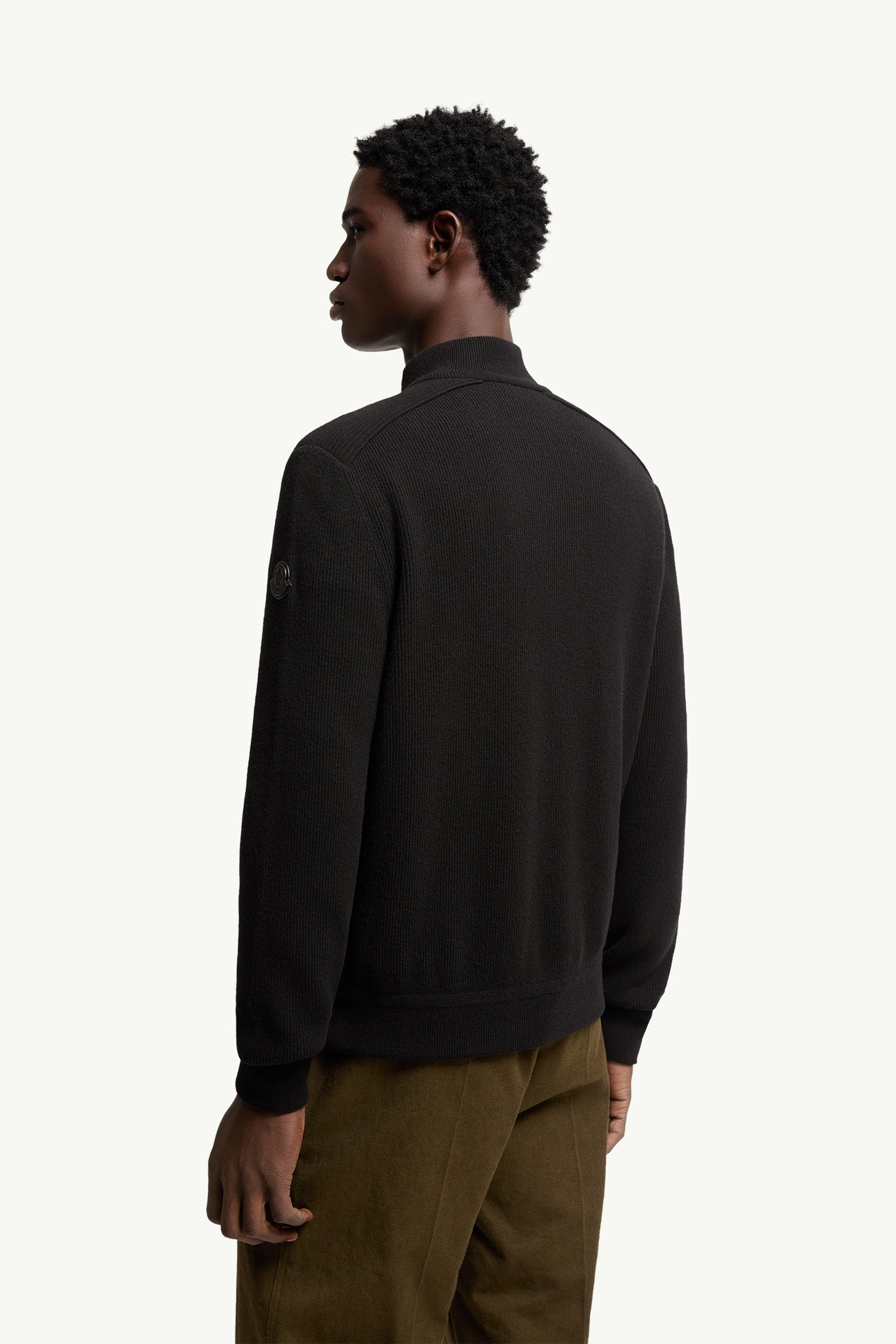 Wool & Cashmere Blend Padded Zip-Up Cardigan Men Black Moncler 5