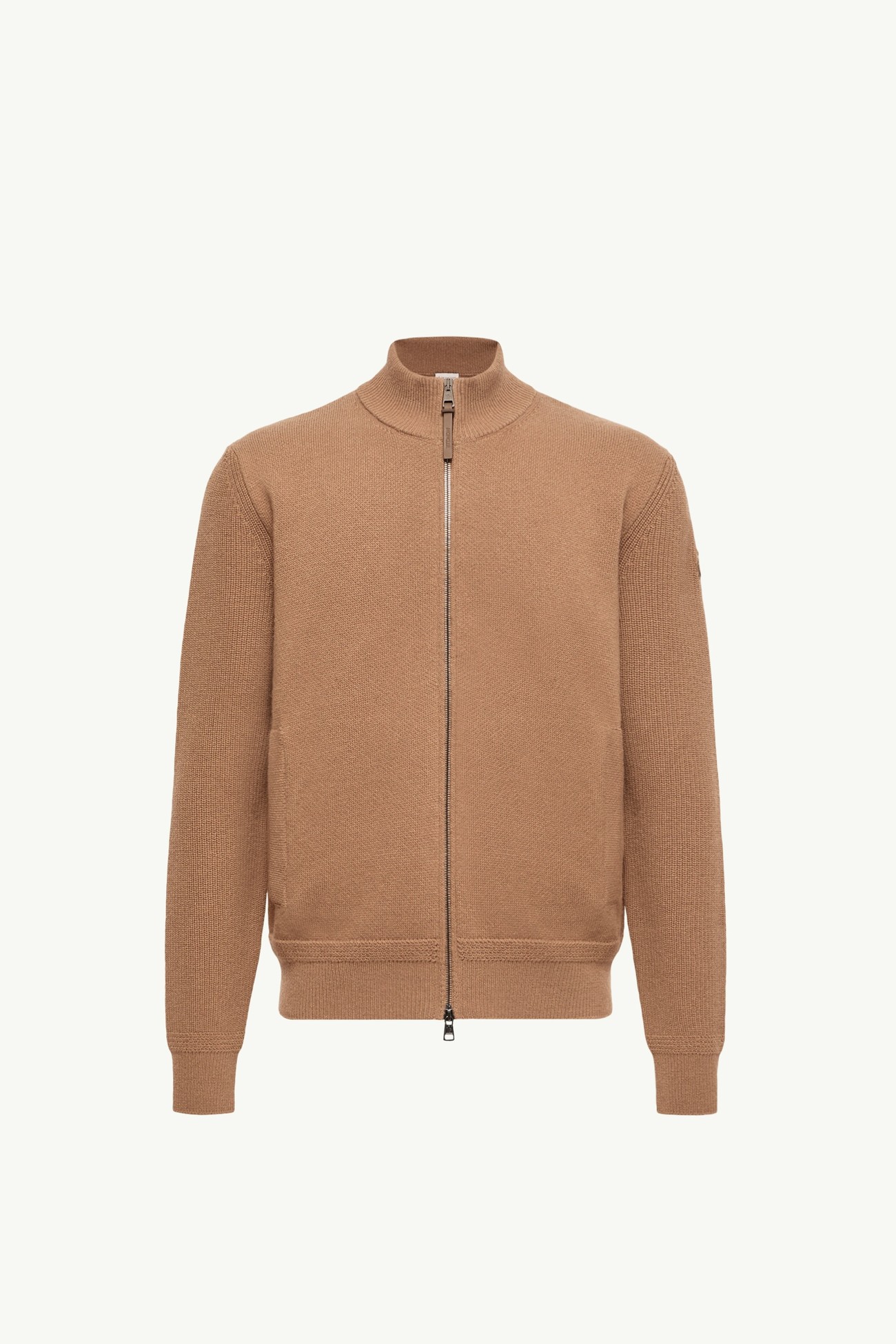 Cardigan zippé en laine et cachemire Hommes Marron clair Moncler 2