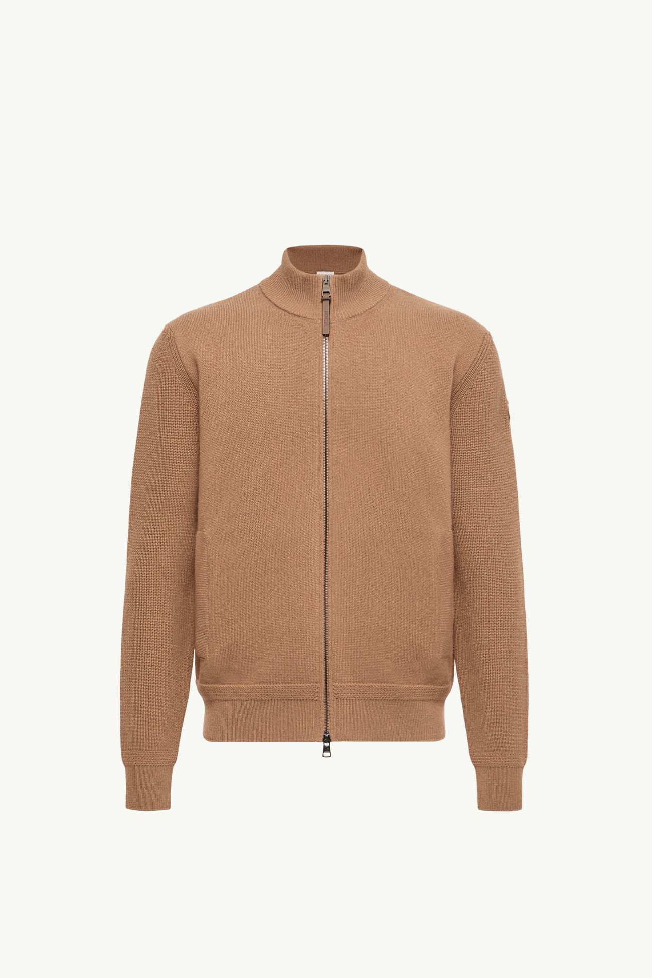 Wool & Cashmere Zip-Up Cardigan Men Light Brown Moncler 2