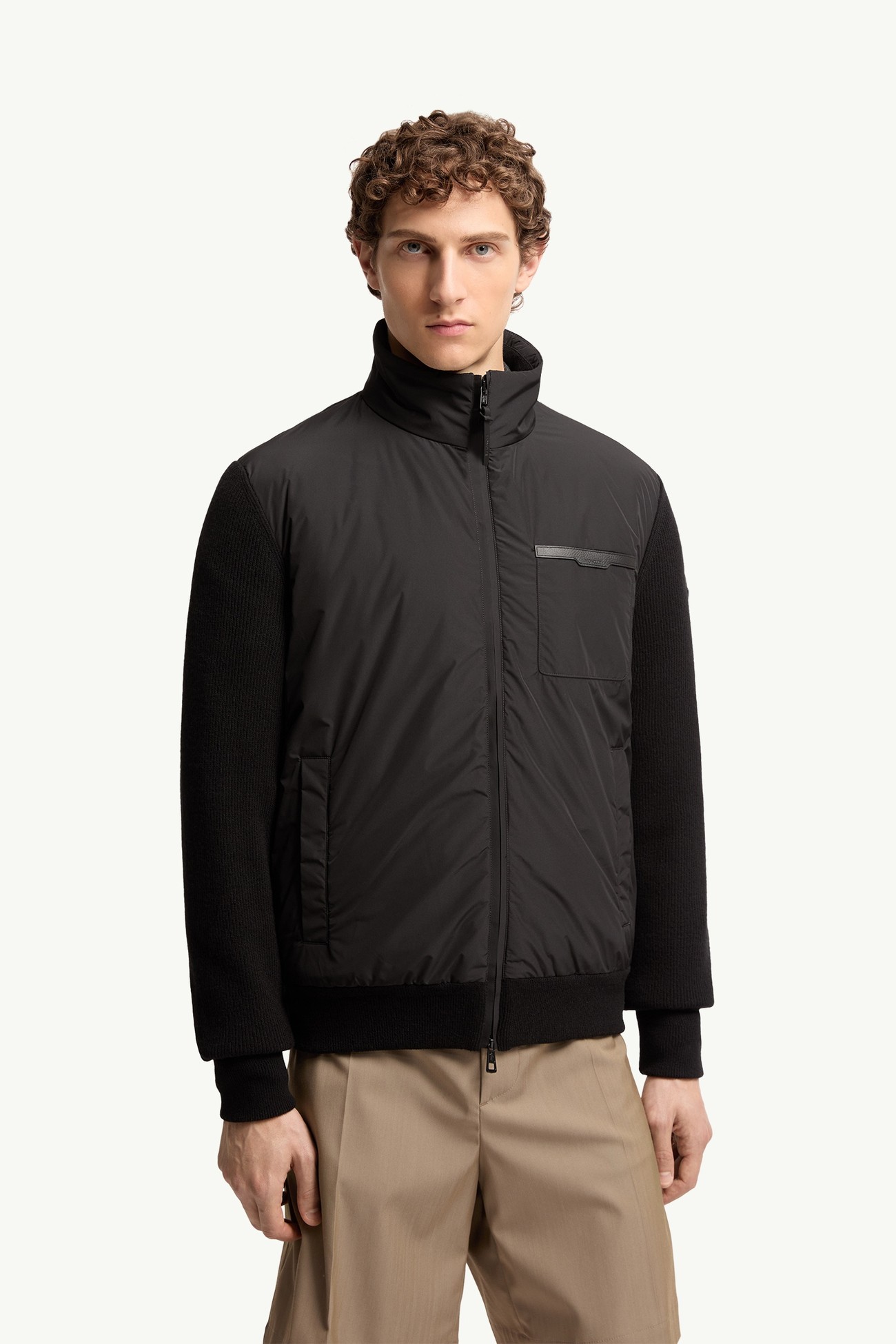 Wool & Cashmere Padded Zip-Up Cardigan Men Black Moncler 3