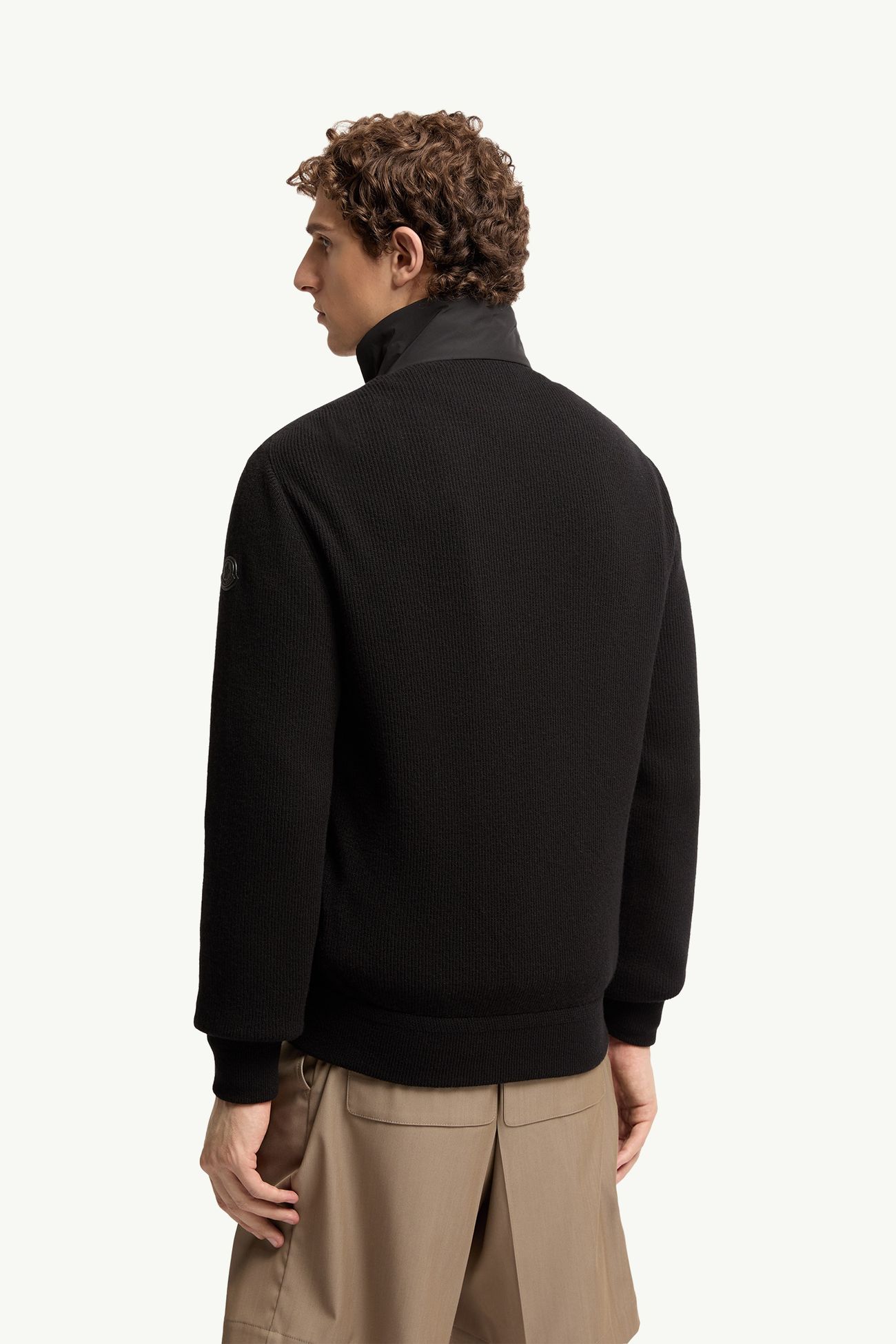 Cardigan zippé matelassé en laine et cachemire Hommes Noir Moncler 4