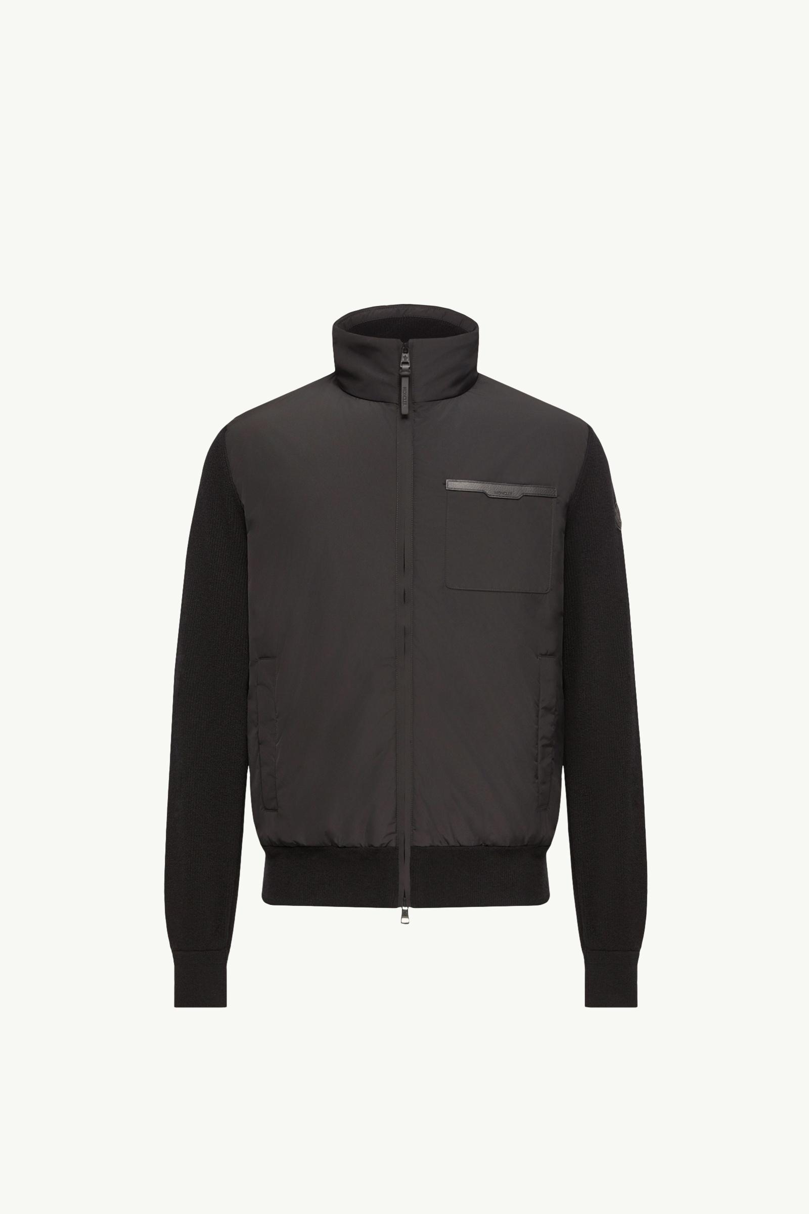 Wool & Cashmere Padded Zip-Up Cardigan Hommes Noir Moncler, 1 of 0