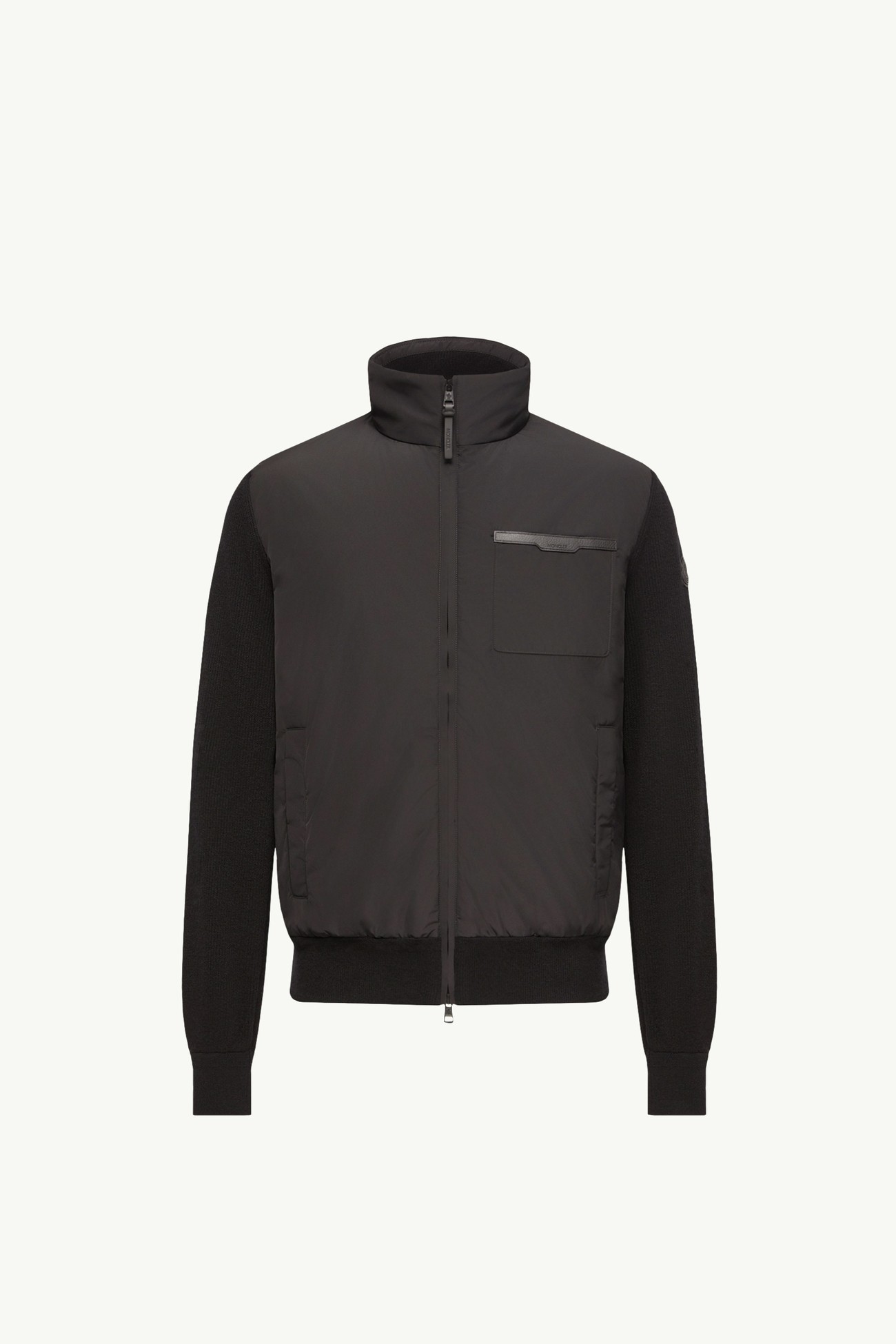 Wool & Cashmere Padded Zip-Up Cardigan Men Black Moncler 2