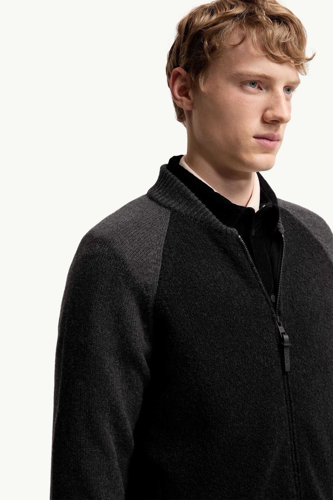 羊毛羊绒混纺拉链开衫 男士 深灰色 Moncler 5