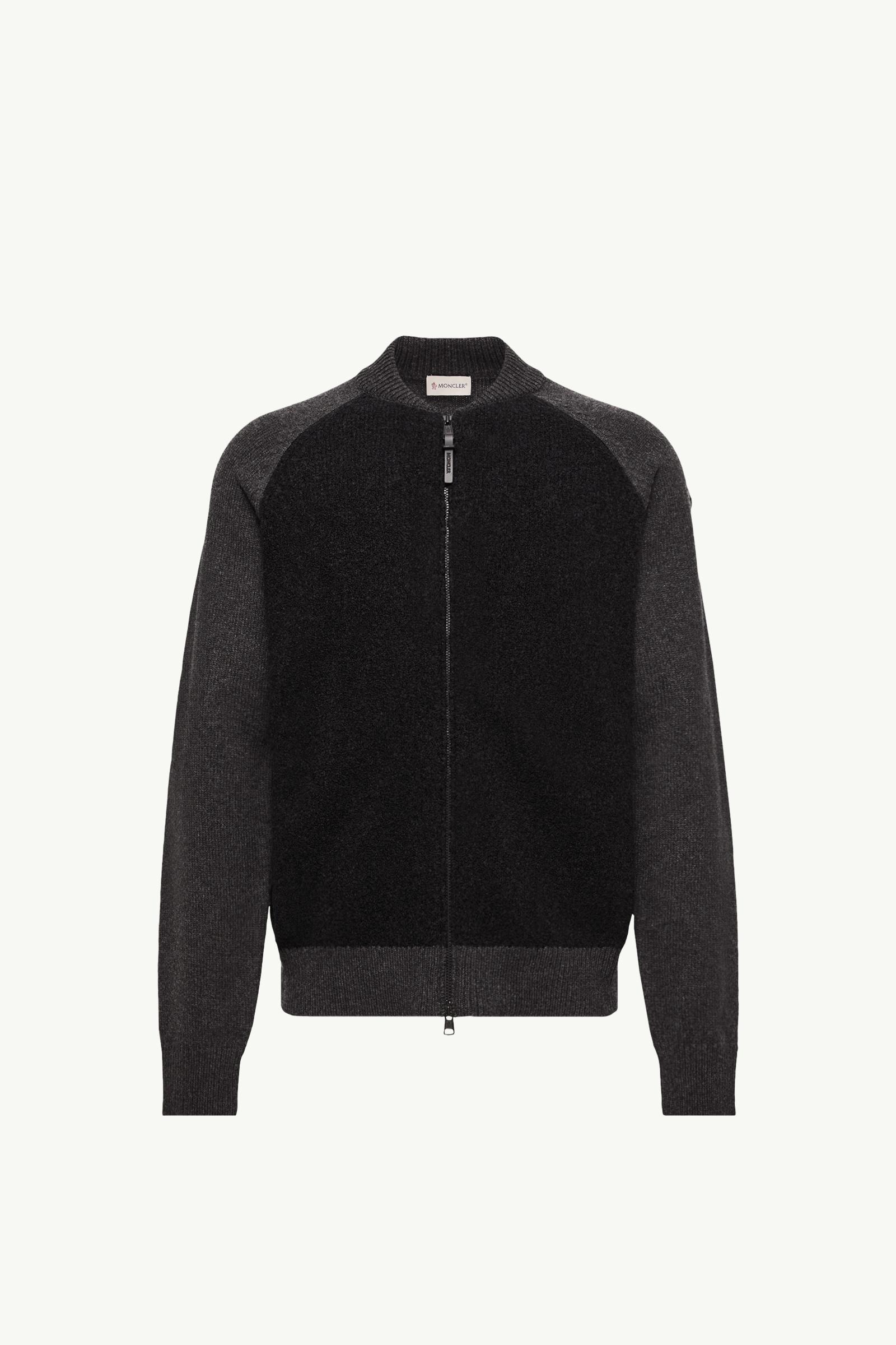 Bouclé Wool & Cashmere Blend Zip Cardigan Men Dark Gray Moncler, 1 of 0