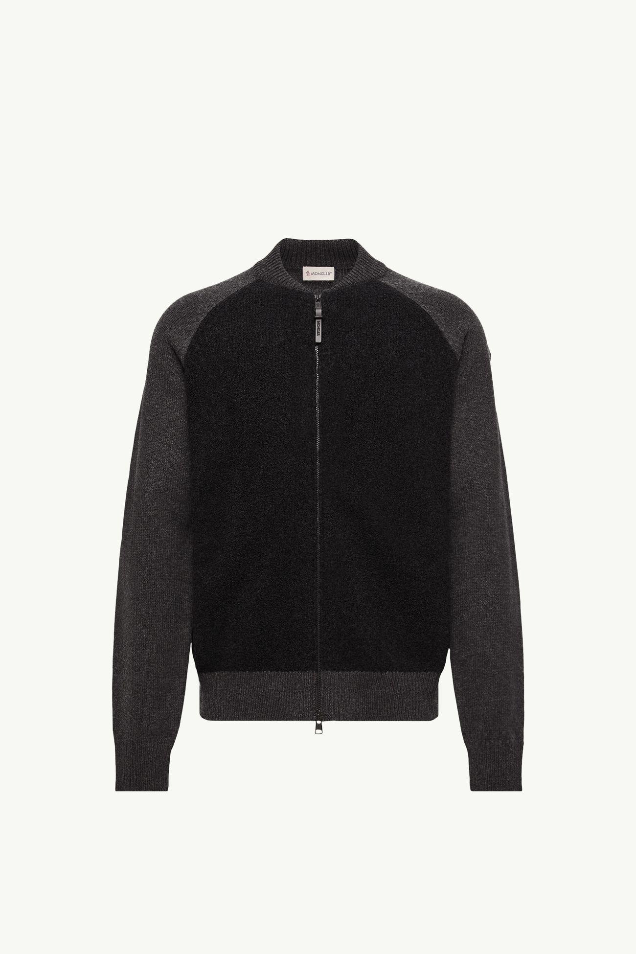 Cardigan Bouclé in Misto Lana e Cashmere con Zip Uomo Grigio Scuro Moncler 2