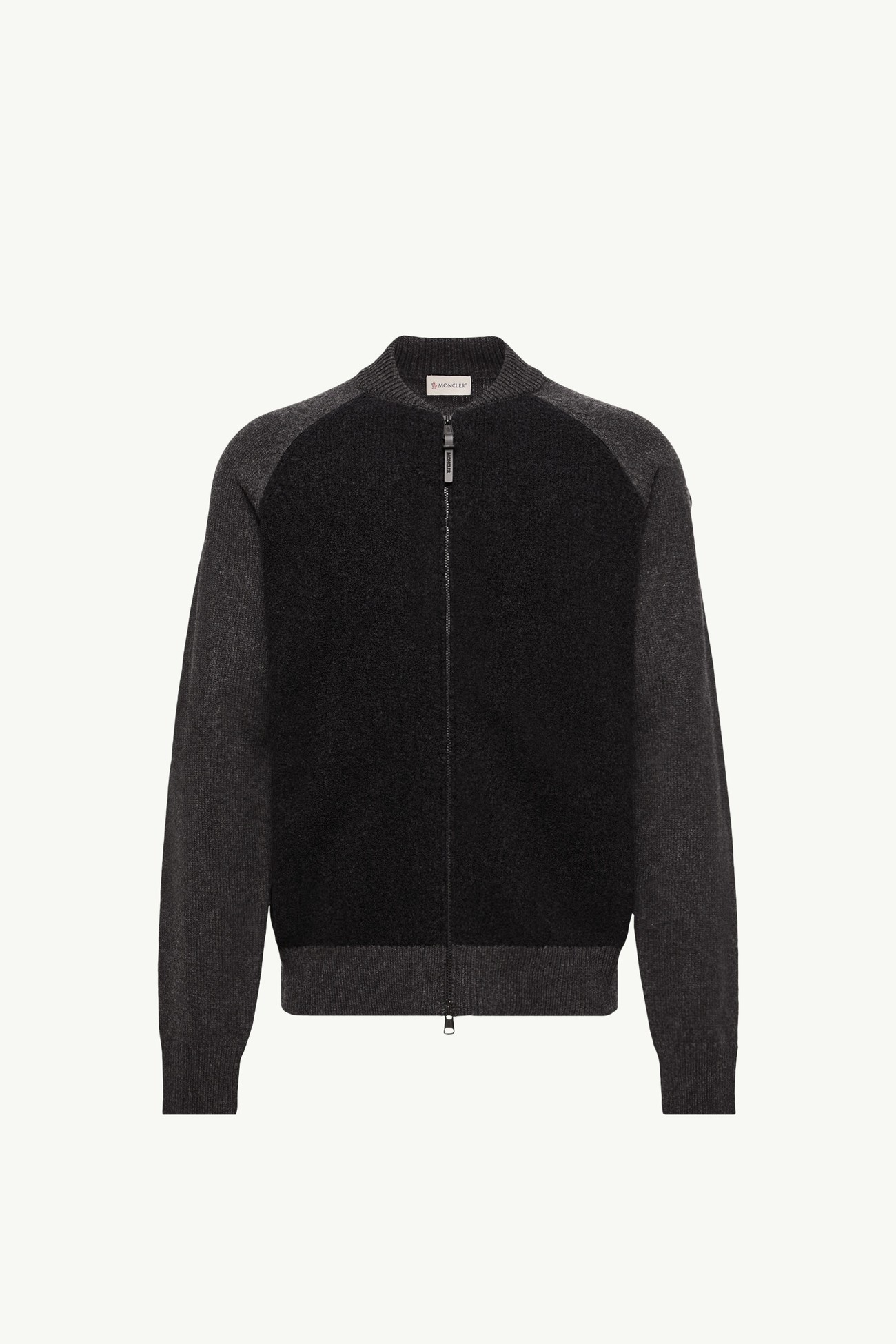 羊毛羊絨混紡拉鏈開襟毛衣 男士 深灰色 Moncler 2