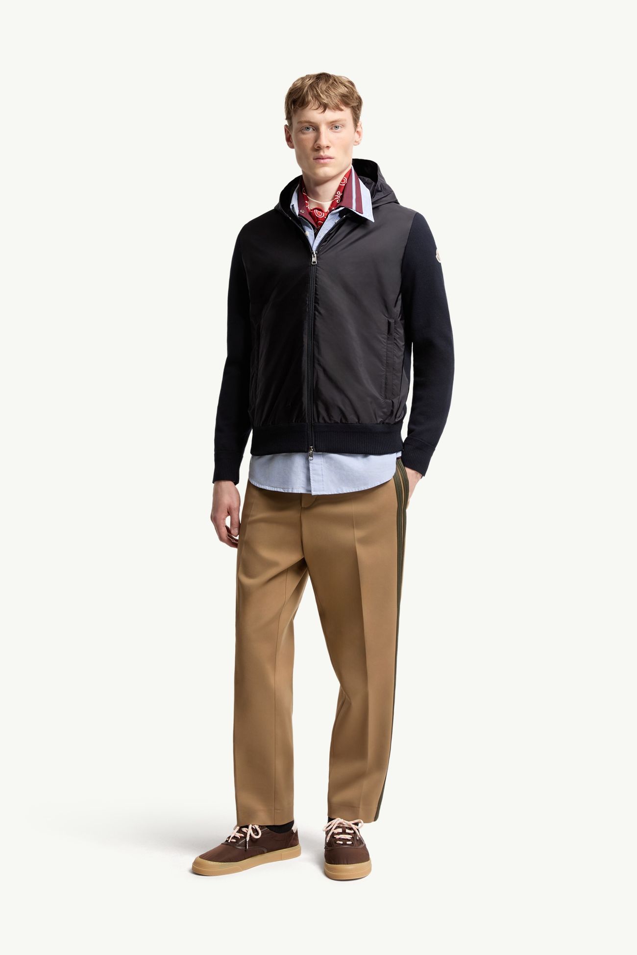 Cotton Blend Zip-Up Hoodie Men Navy Blue Moncler 0