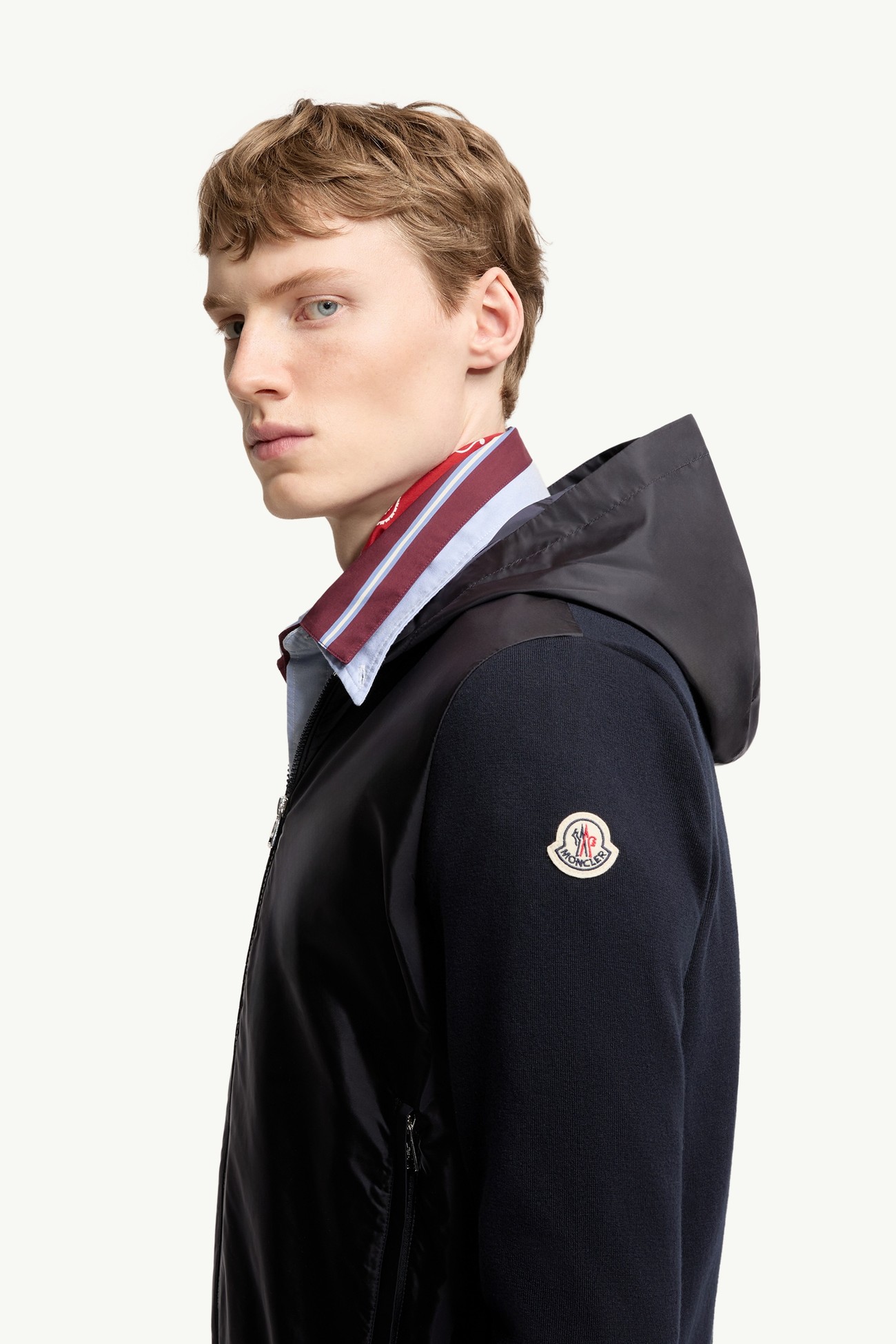 Sudadera con capucha y cremallera de mezcla de algodón Hombre Azul marino Moncler 1