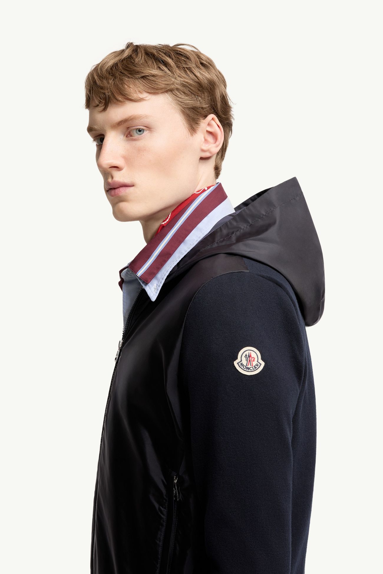 棉質混紡拉鏈連帽衫 男士 海軍藍色 Moncler 1