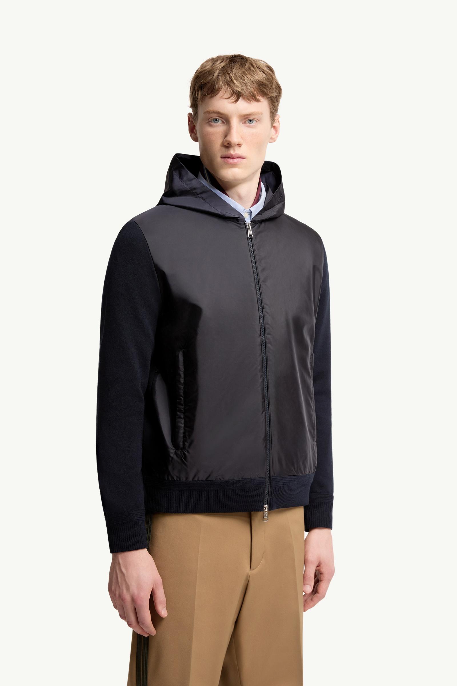 MONCLER ジップアップパーカー ネイビー　XL Navy Blue Cotton Blend Zip-Up Hoodie - Sweaters & Cardigans for