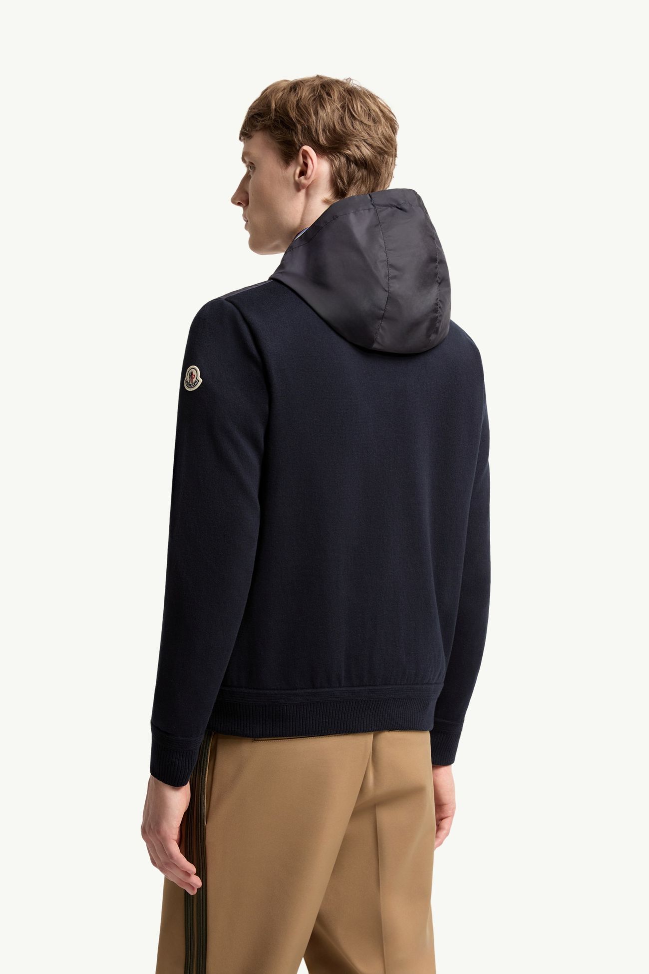 Cotton Blend Zip-Up Hoodie Men Navy Blue Moncler 4
