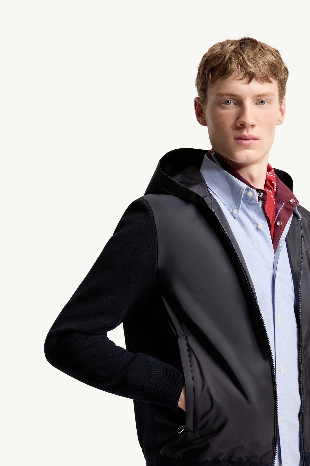 Felpa con cappuccio in misto cotone Uomo Blu Navy Moncler 5