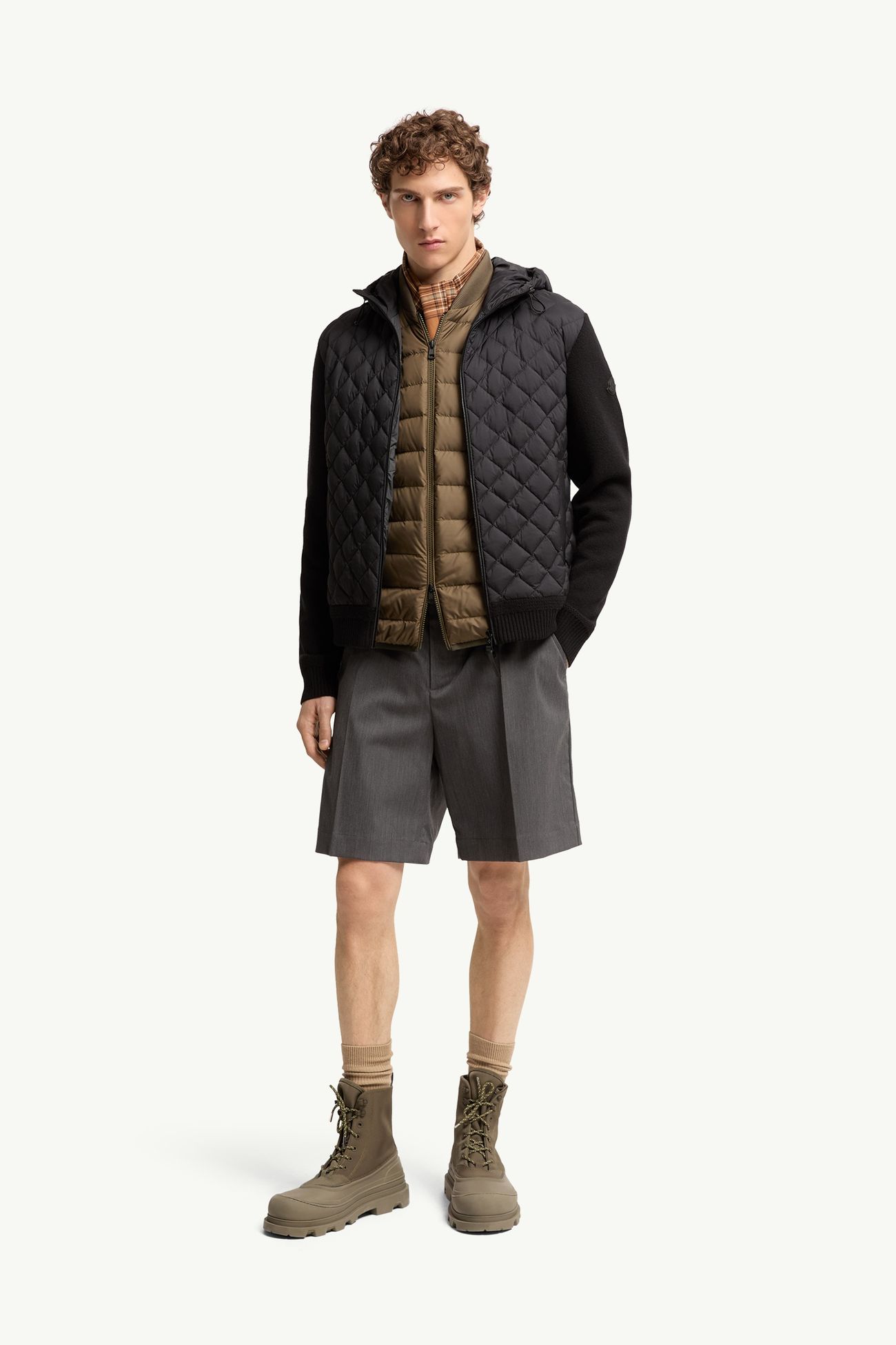 Wool & Cashmere Blend Hoodie Men Black Moncler 0
