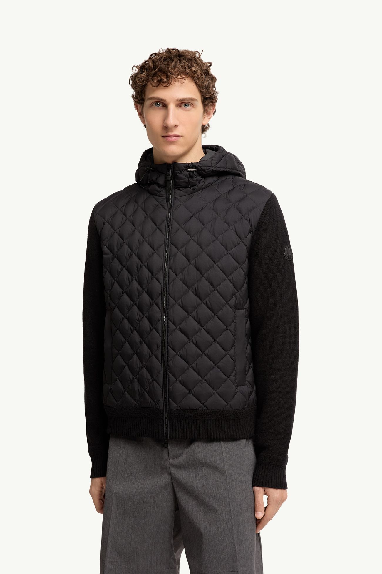 Cardigan en laine et cachemire mélangés Hommes Noir Moncler 3