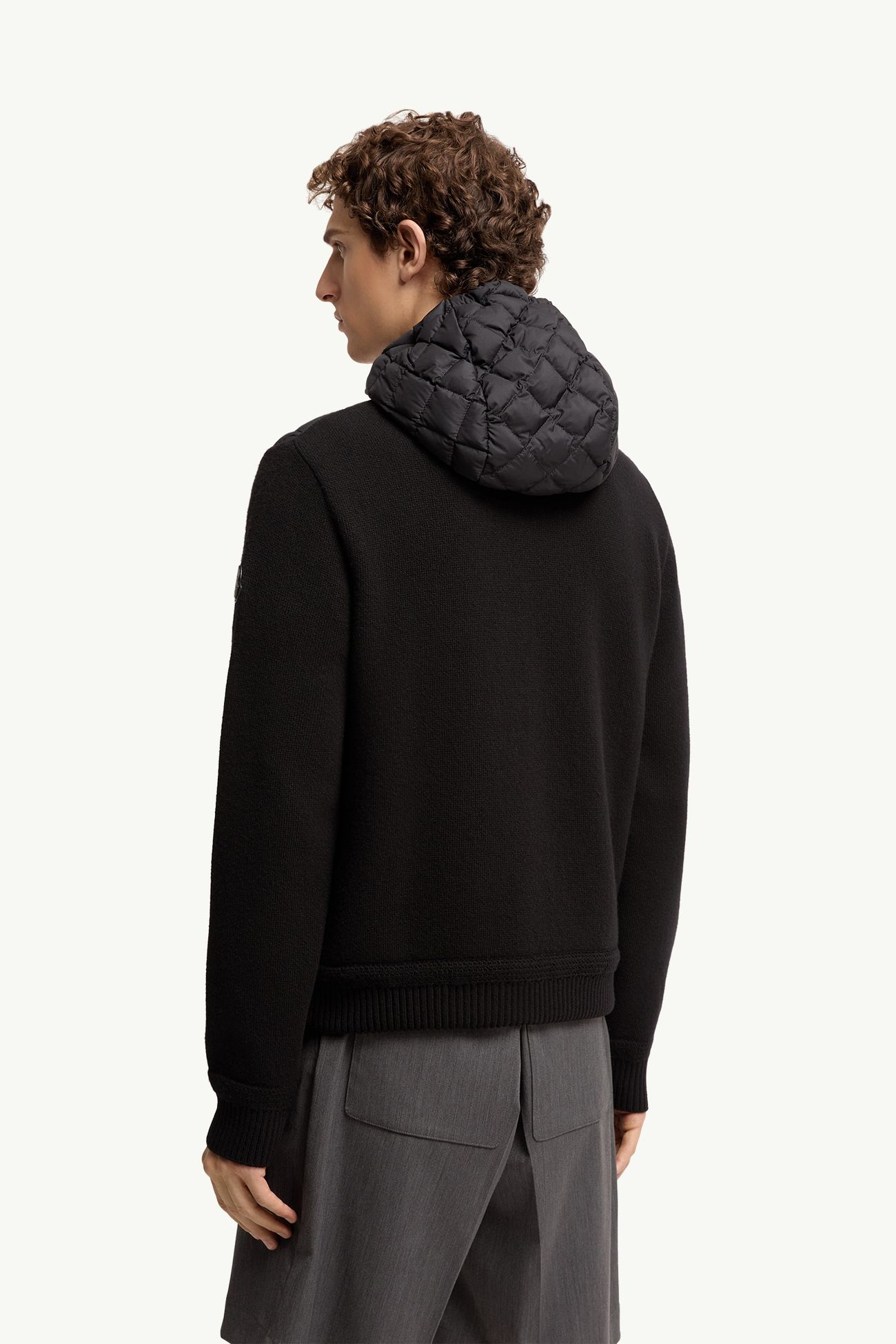 Wool & Cashmere Blend Hoodie Men Black Moncler 4