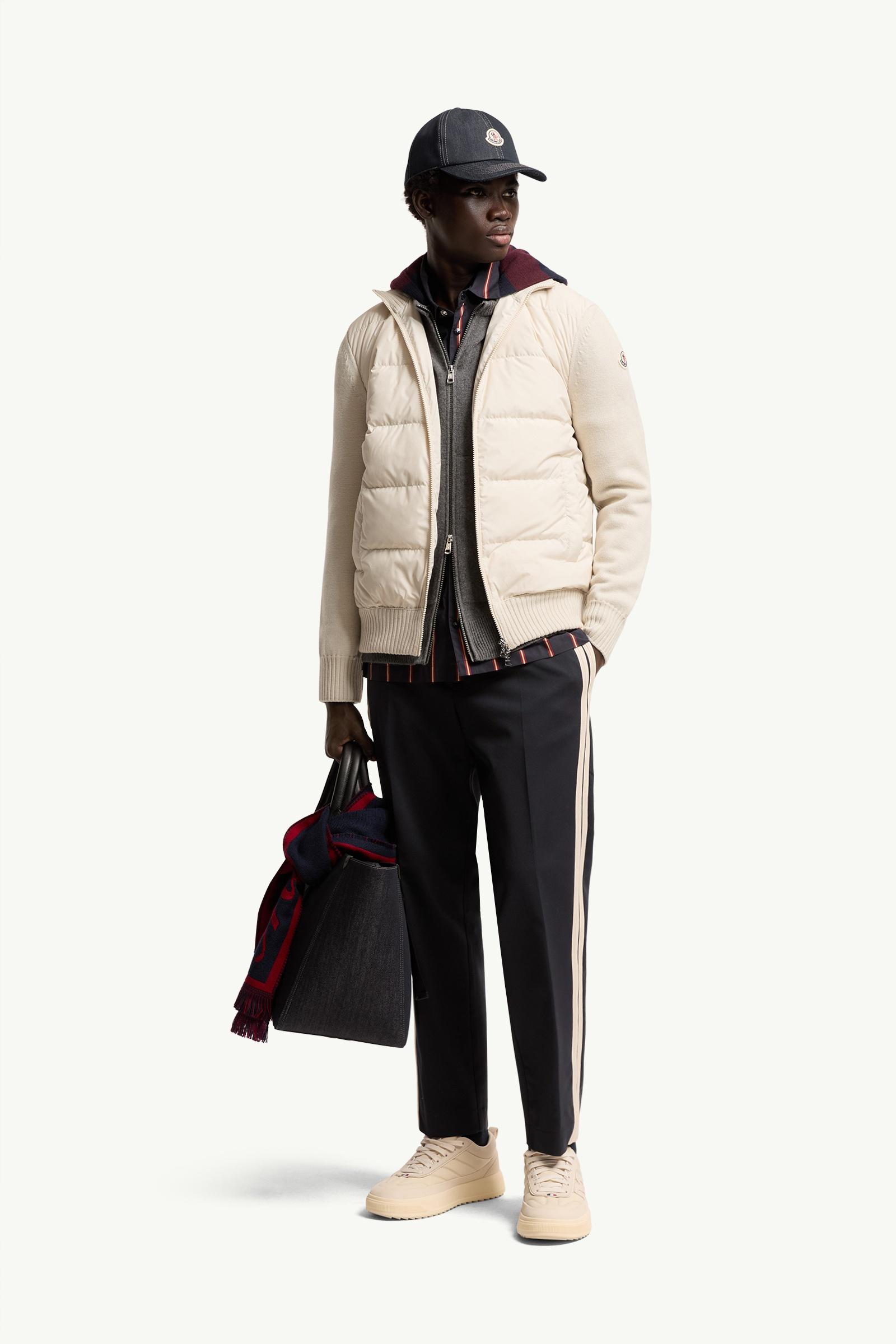 Light Beige Padded Wool Zip-Up Cardigan - Sweaters & Cardigans for