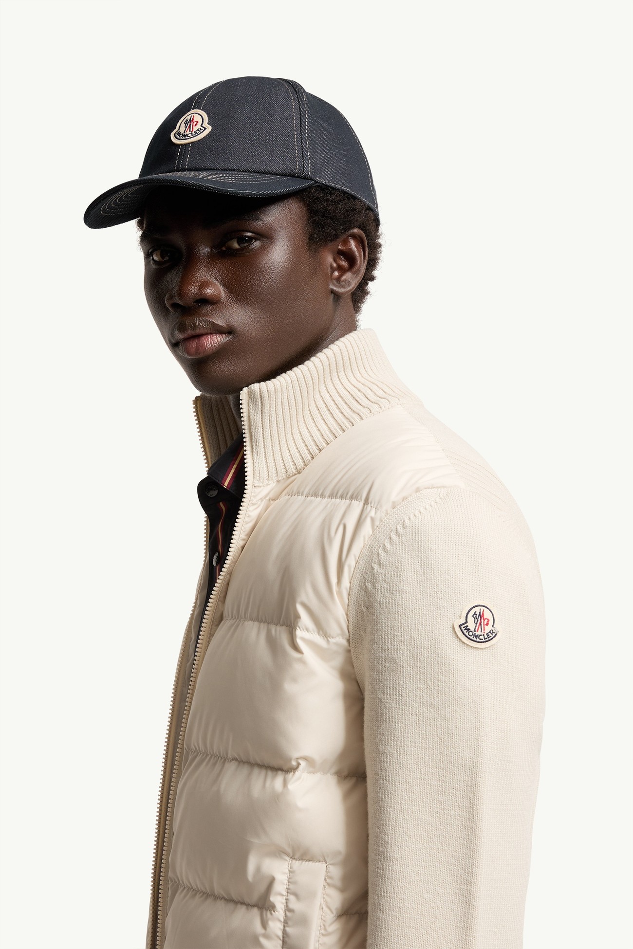 Cardigan imbottito in lana con zip Uomo Beige Chiaro Moncler 1