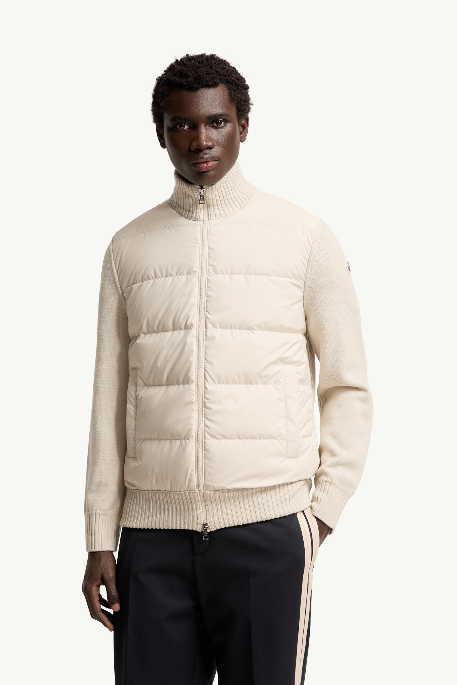 MONCLER ベージュ ジップアップカーディガン Light Beige Padded Wool Zip-Up Cardigan - Sweaters & Cardigans for