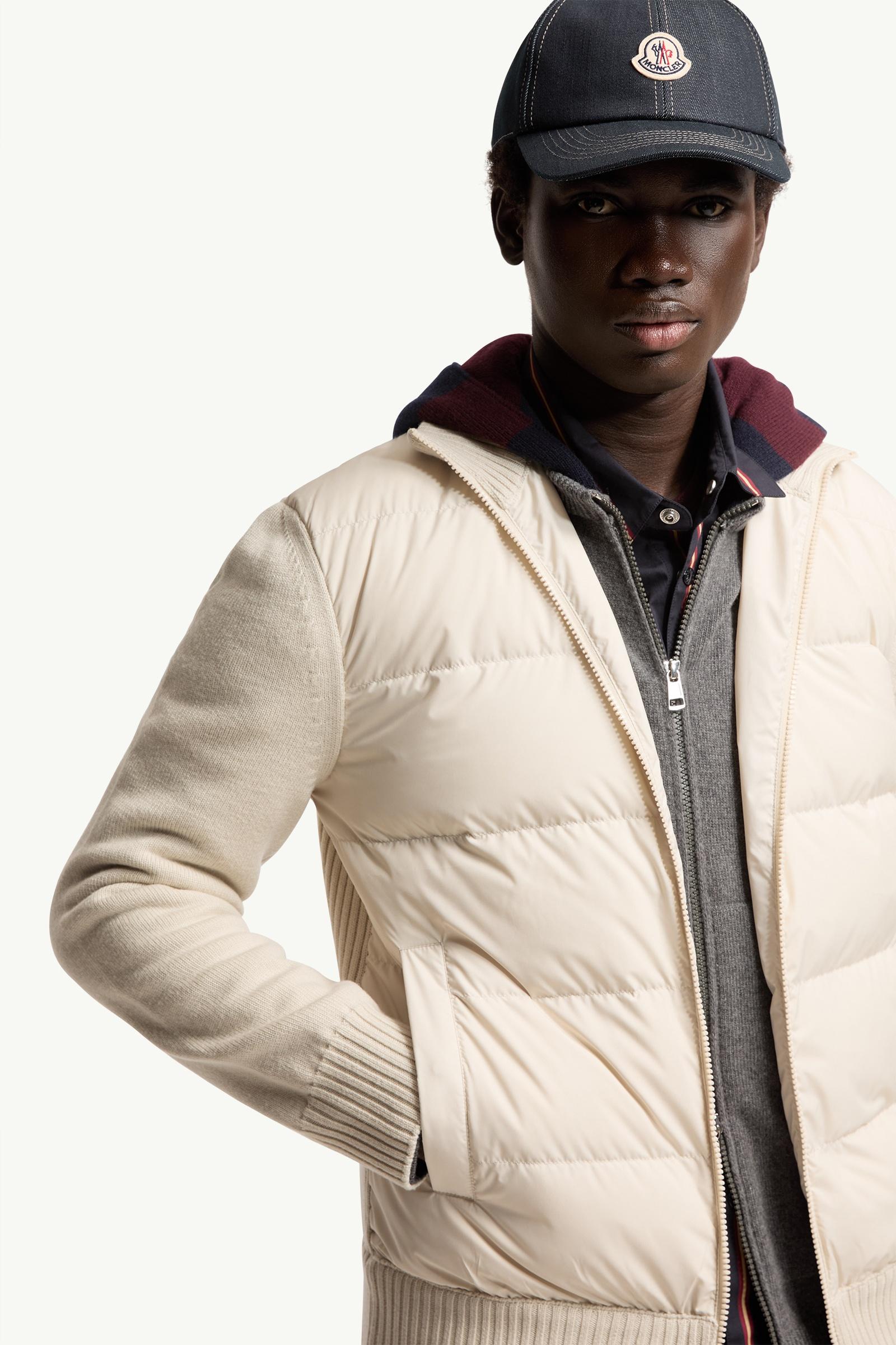 Light Beige Padded Wool Zip-Up Cardigan - Sweaters & Cardigans for