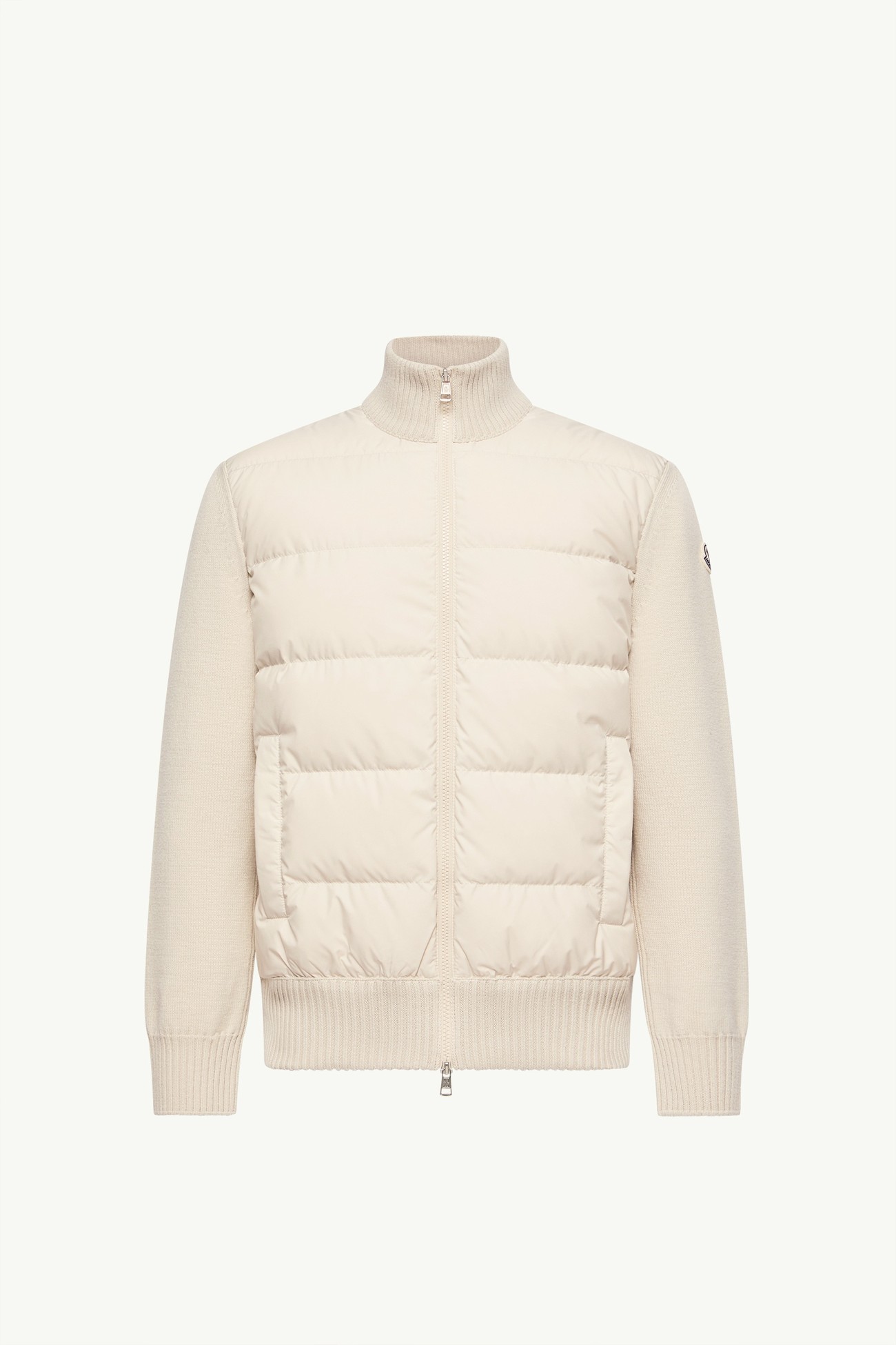 Padded Wool Zip-Up Cardigan Men Light Beige Moncler 2