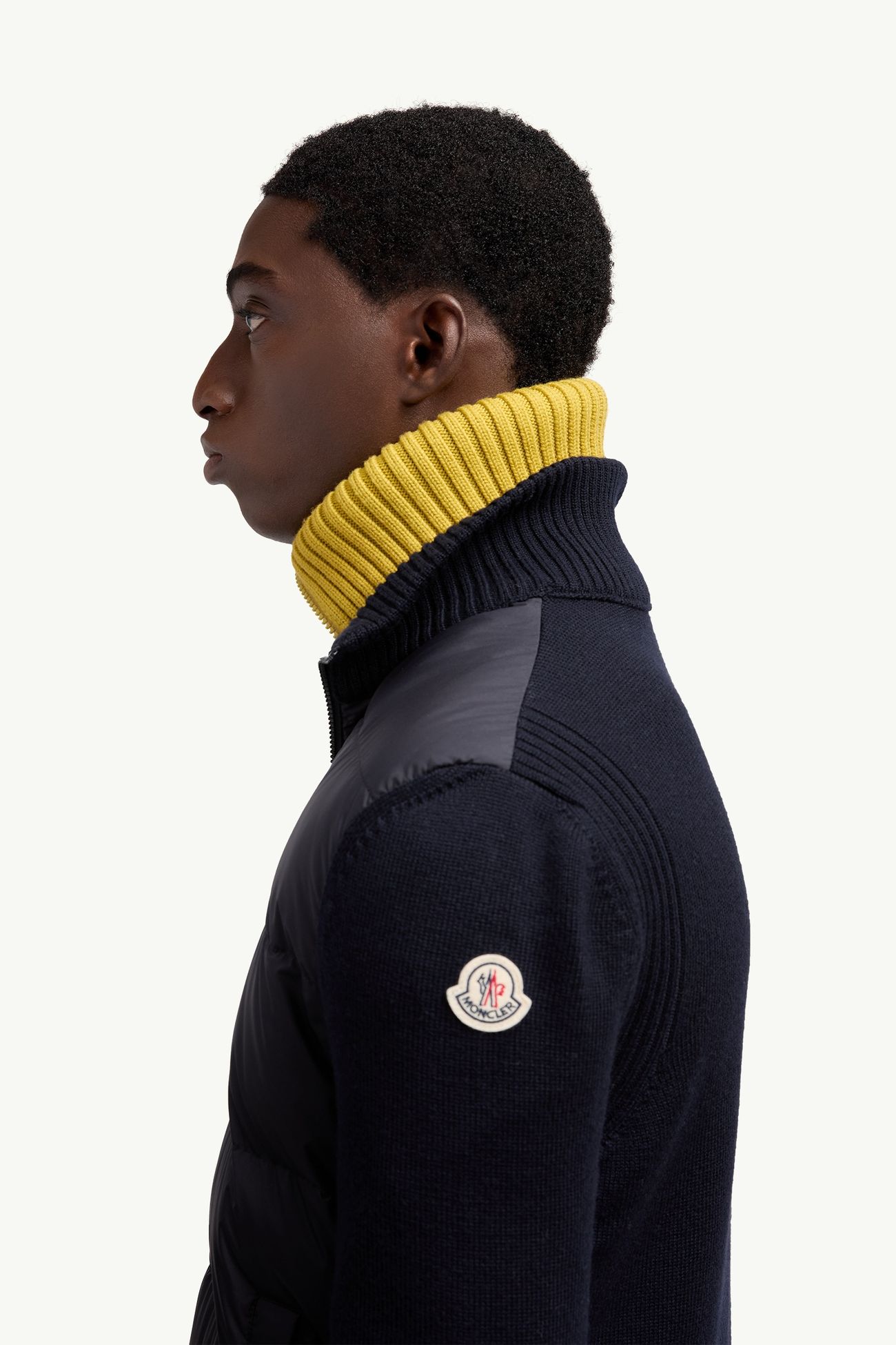 Padded Wool Zip-Up Cardigan Men Navy Blue Moncler 1