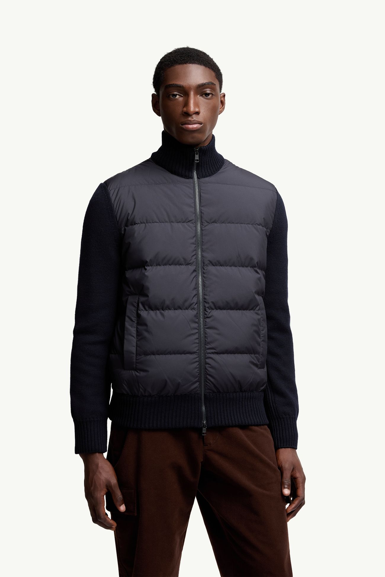 패딩 울 집업 카디건 남성 네이비 블루 Moncler 3