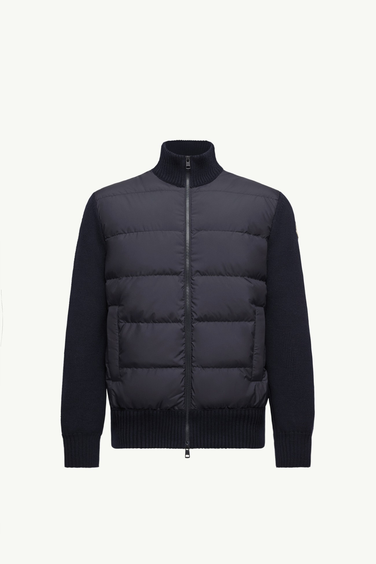 Padded Wool Zip-Up Cardigan Men Navy Blue Moncler 2
