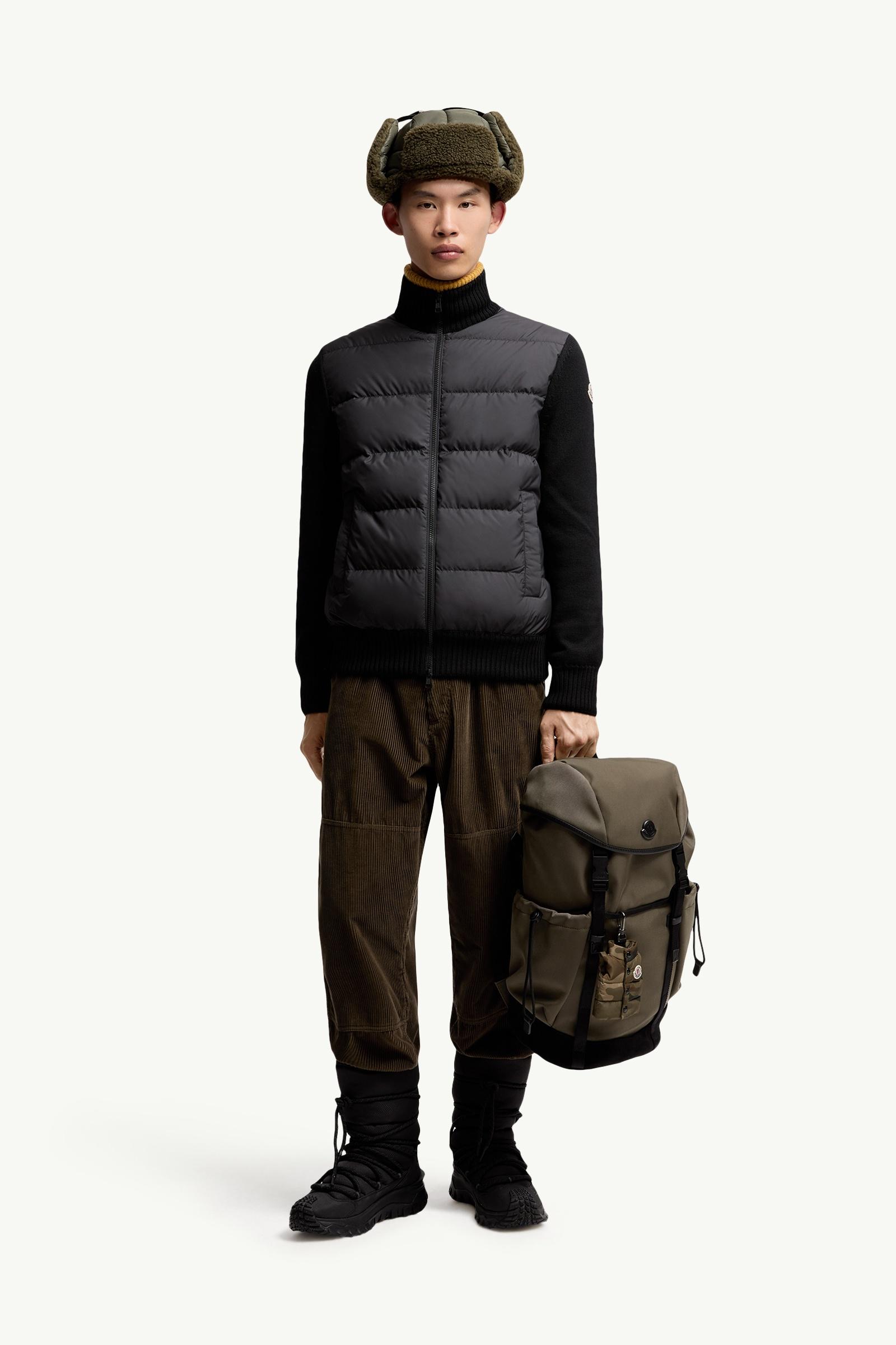 Black Padded Wool Zip-Up Cardigan - Sweaters & Cardigans for Men